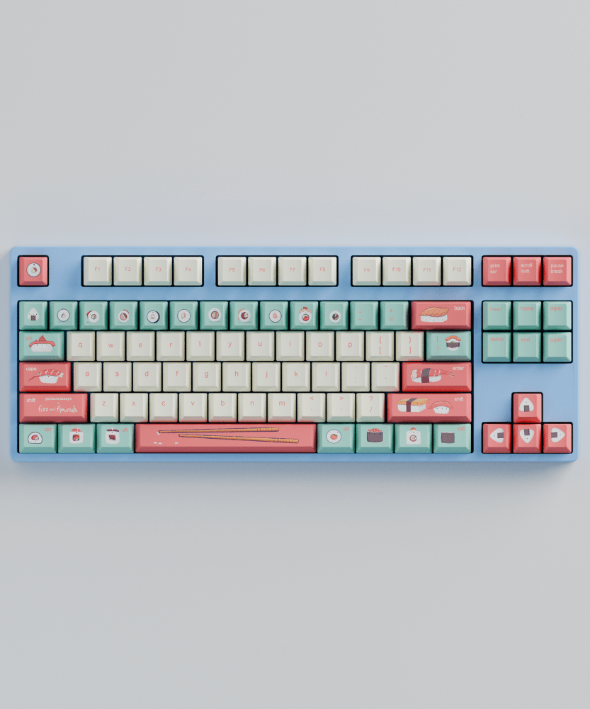 Fizz and Flourish Sushi Friends 80% RGB Mechanical Keyboard + Keycaps(Collabs)