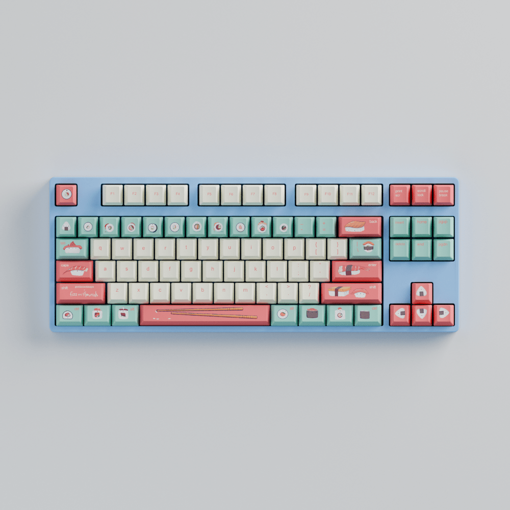 Fizz and Flourish Sushi Friends 80% RGB Mechanical Keyboard + Keycaps(Collabs)