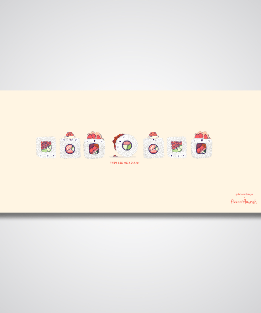 Fizz and Flourish They See Me Rollin Beige Deskmat(Collabs)