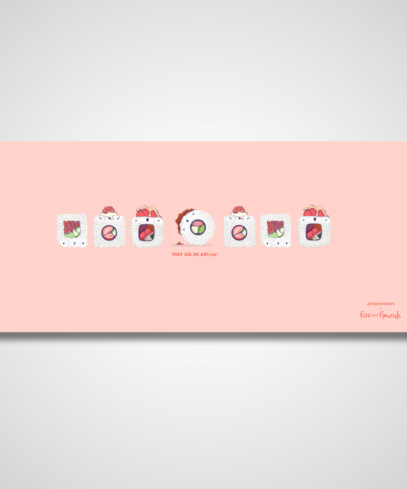 Fizz and Flourish They See Me Rollin Pink Deskmat(Collabs)