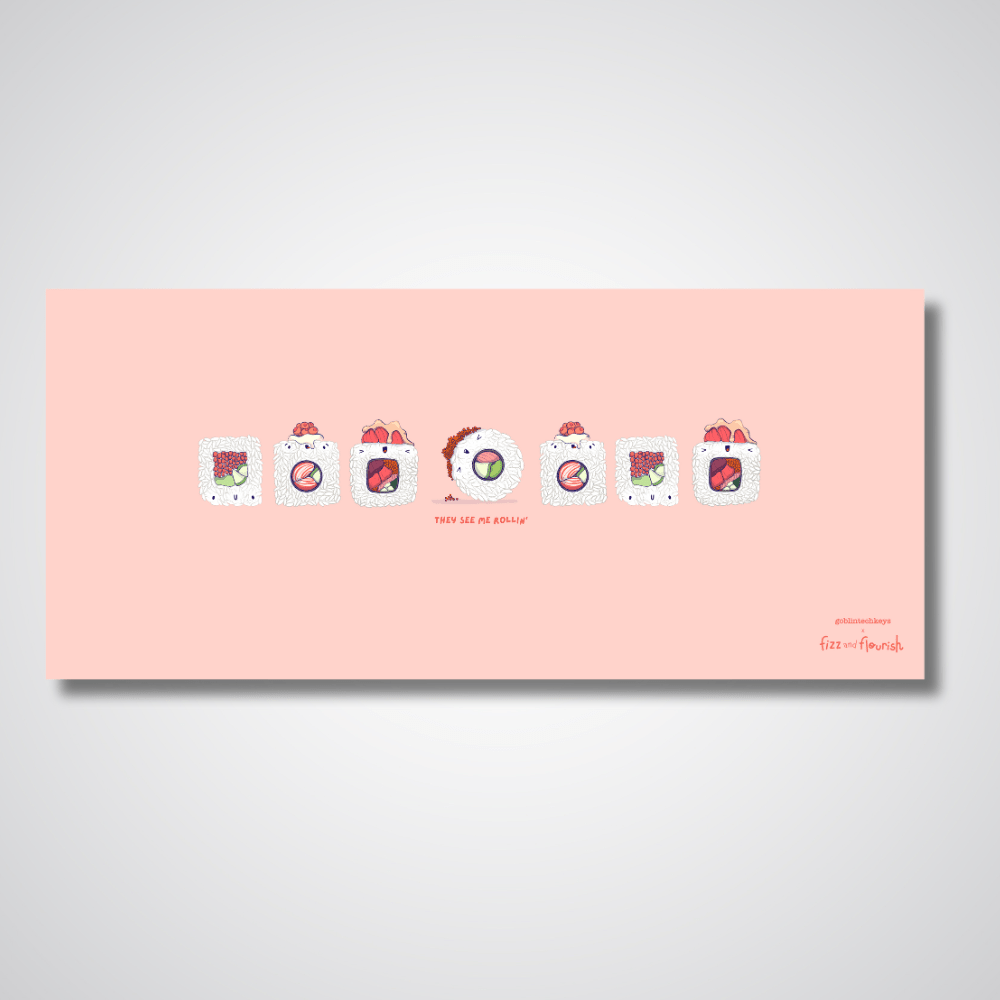 Fizz and Flourish They See Me Rollin Pink Deskmat(Collabs)