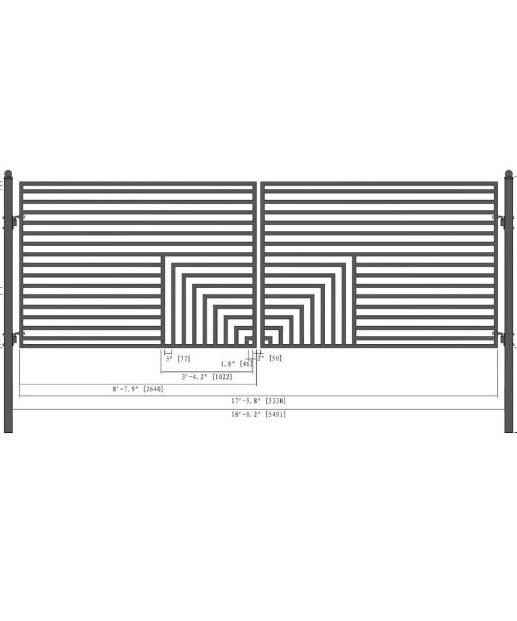 [12-18FT] Heavy-Duty Florence-Style Powder-Coated Galvanized Steel Dual-Swing Driveway Gate (SAK48168)