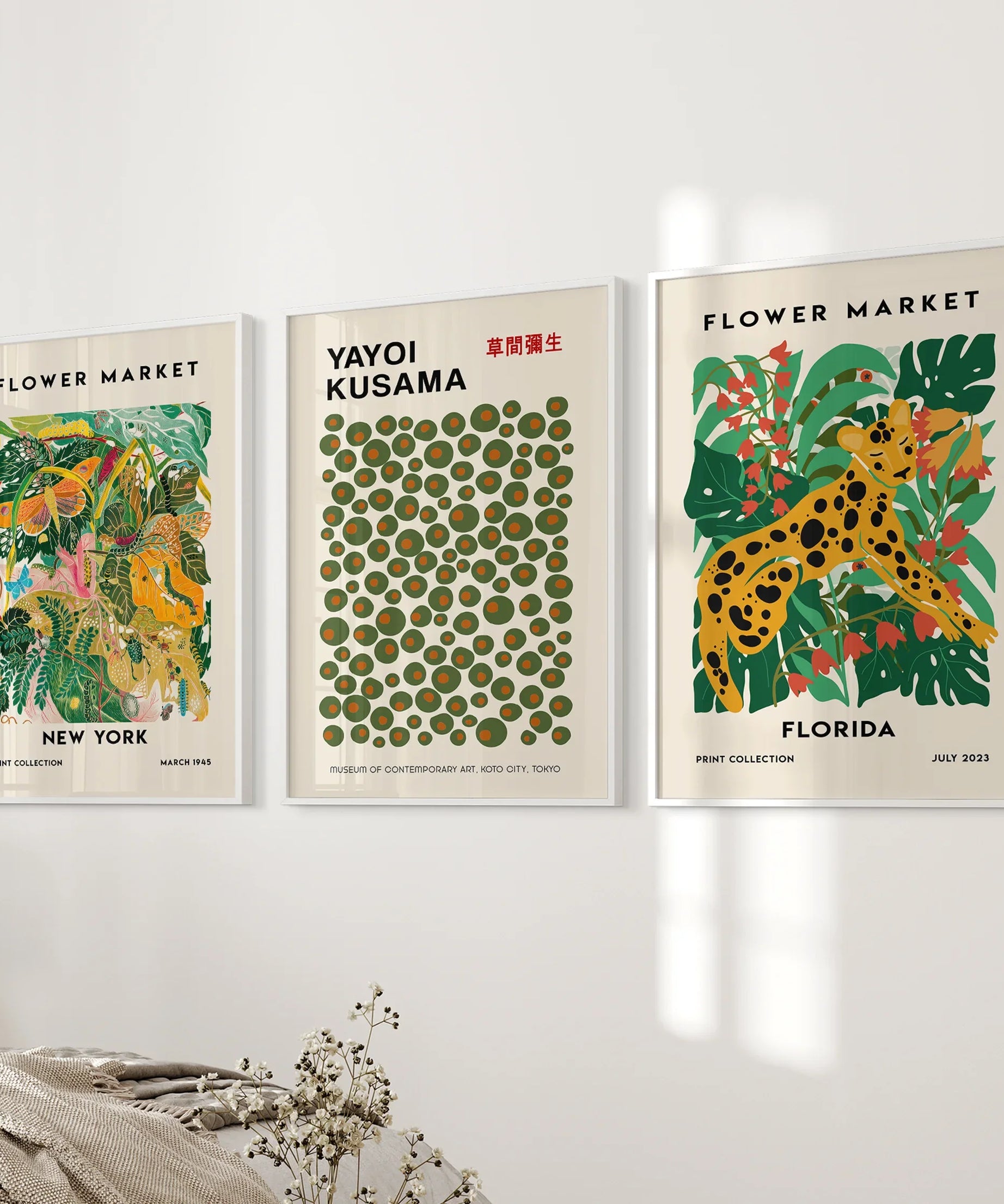 Flower Market, Kusama Art Prints. Modern Tropical Wall Decor