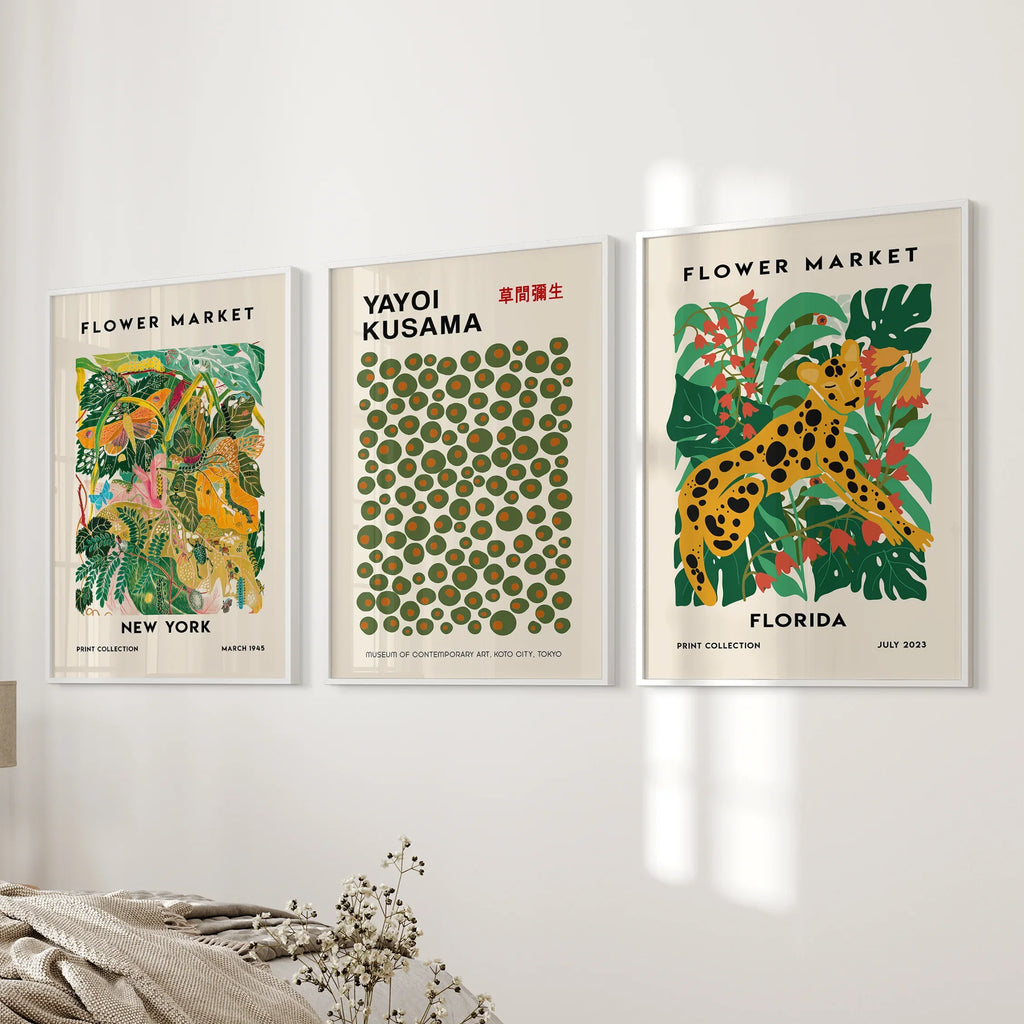 Flower Market, Kusama Art Prints. Modern Tropical Wall Decor