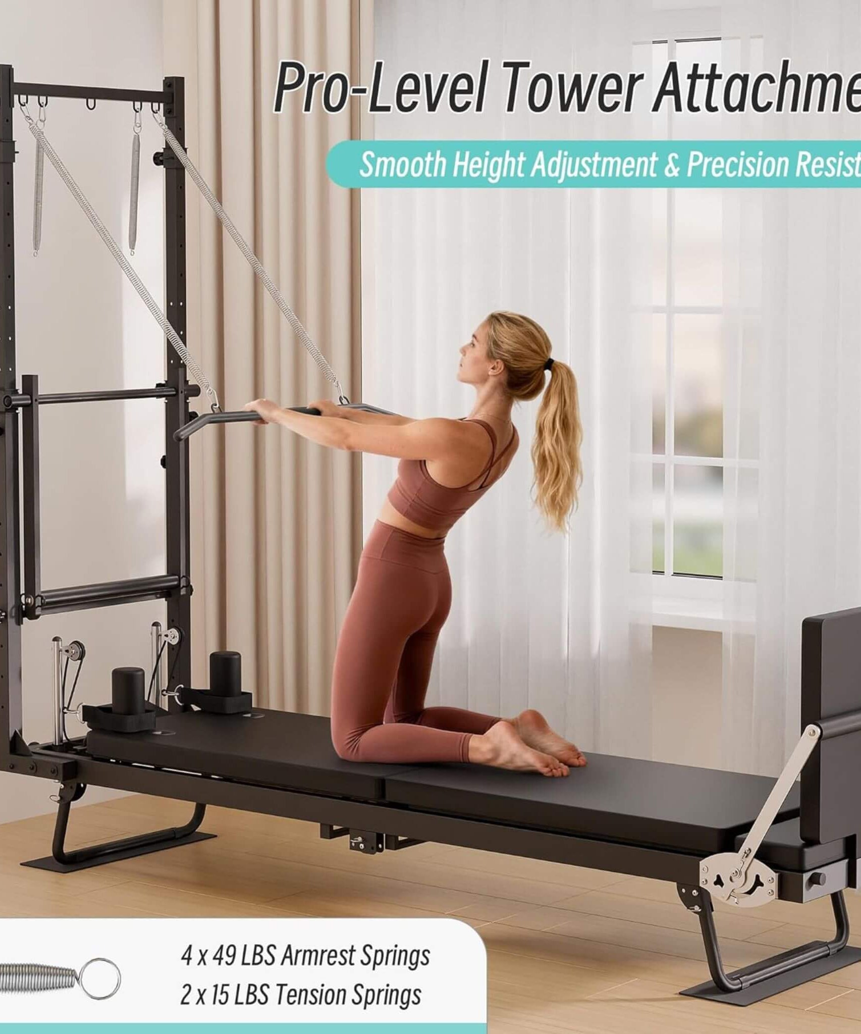 Core Pilates Foldable Dual Resistance Pilates Reformer Machine With Tower (SAK96041)