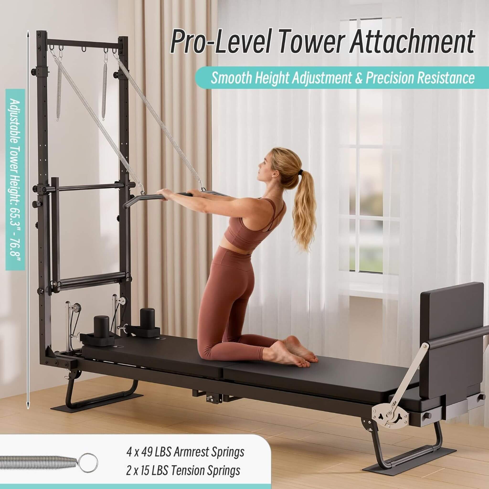 Core Pilates Foldable Dual Resistance Pilates Reformer Machine With Tower (SAK96041)