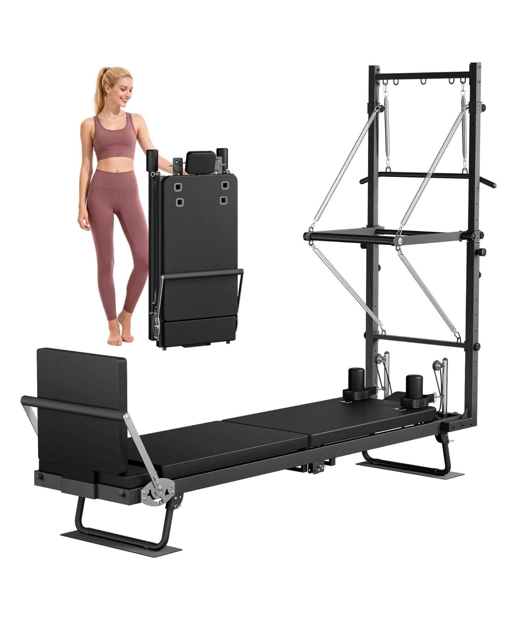 Core Pilates Foldable Dual Resistance Pilates Reformer Machine With Tower (SAK96041)