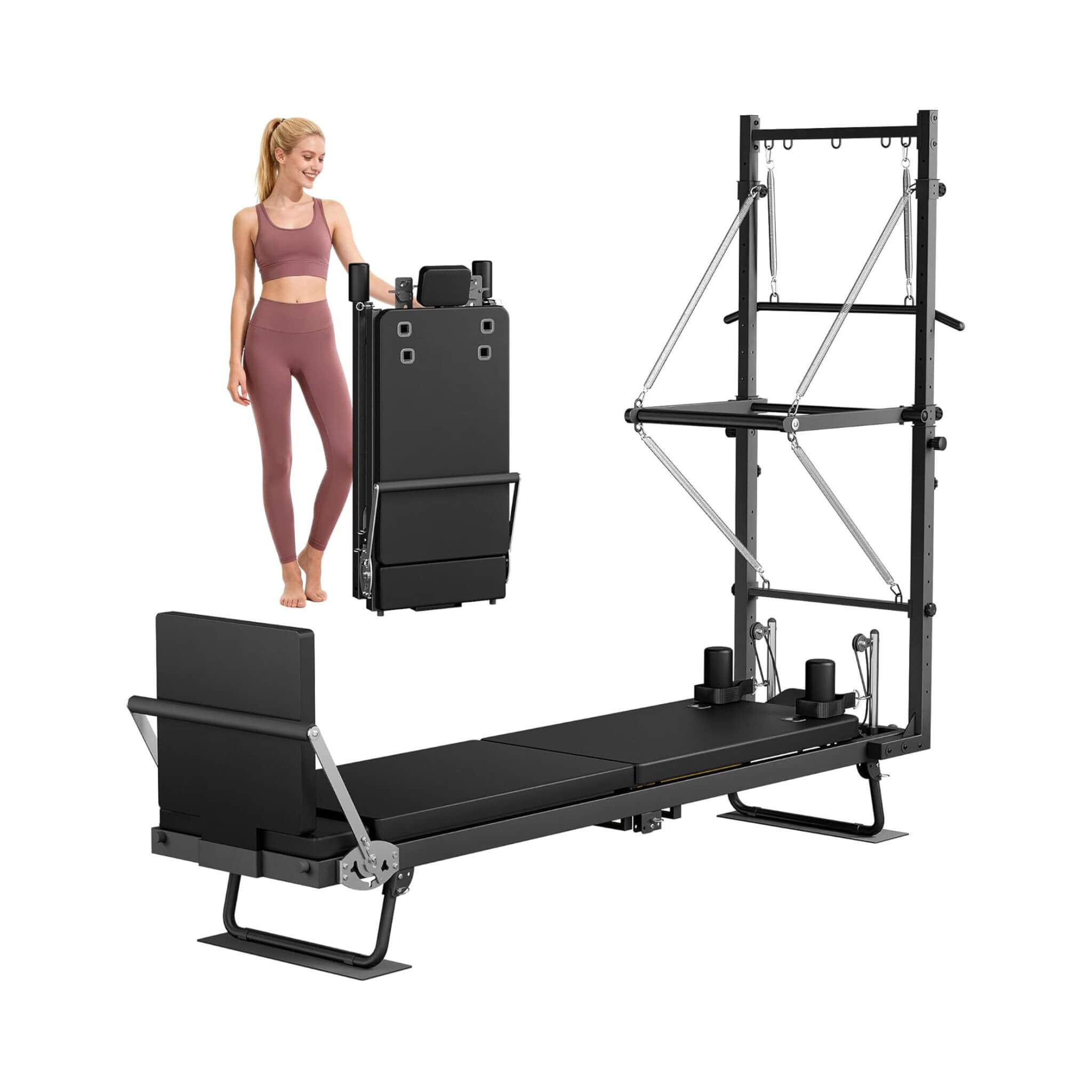 Core Pilates Foldable Dual Resistance Pilates Reformer Machine With Tower (SAK96041)