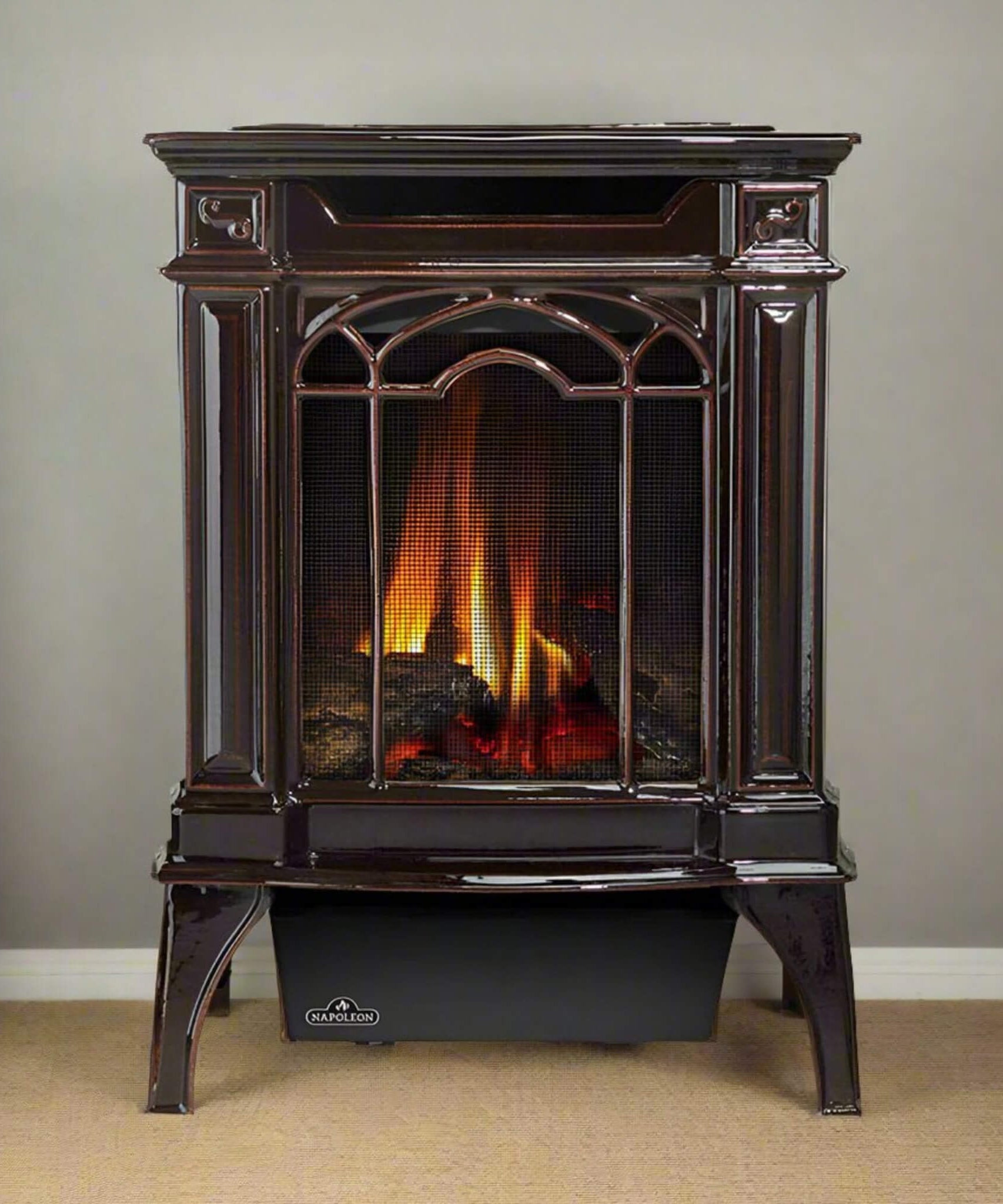 Napoleon Arlington 20 19-Inch Cast Iron Millivolt Ignition Majolica Brown Natural Gas Stove [GDS20NNSB] (SAK43798)