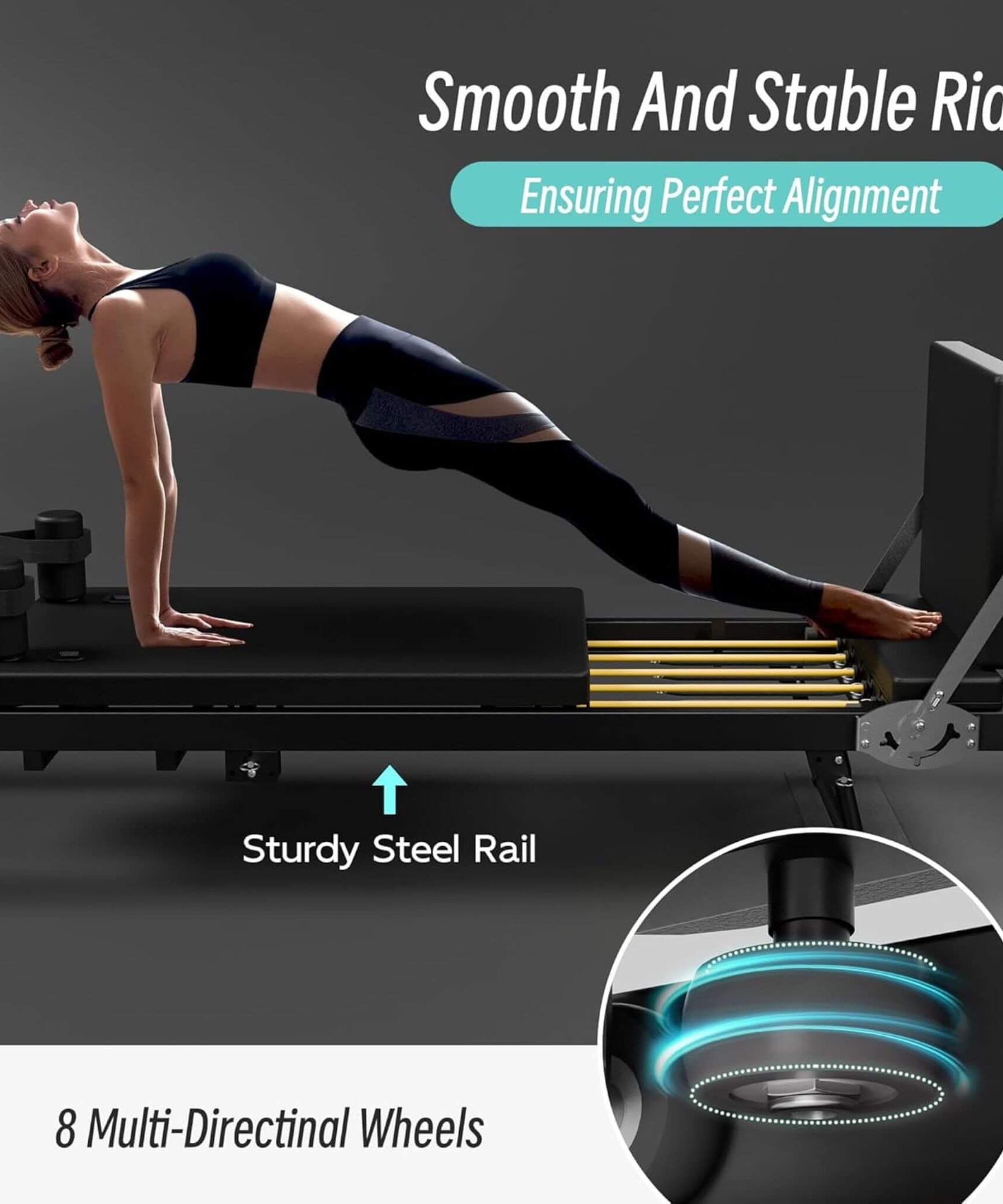 Core Pilates Foldable Dual Resistance Pilates Reformer Machine With Tower (SAK96041)