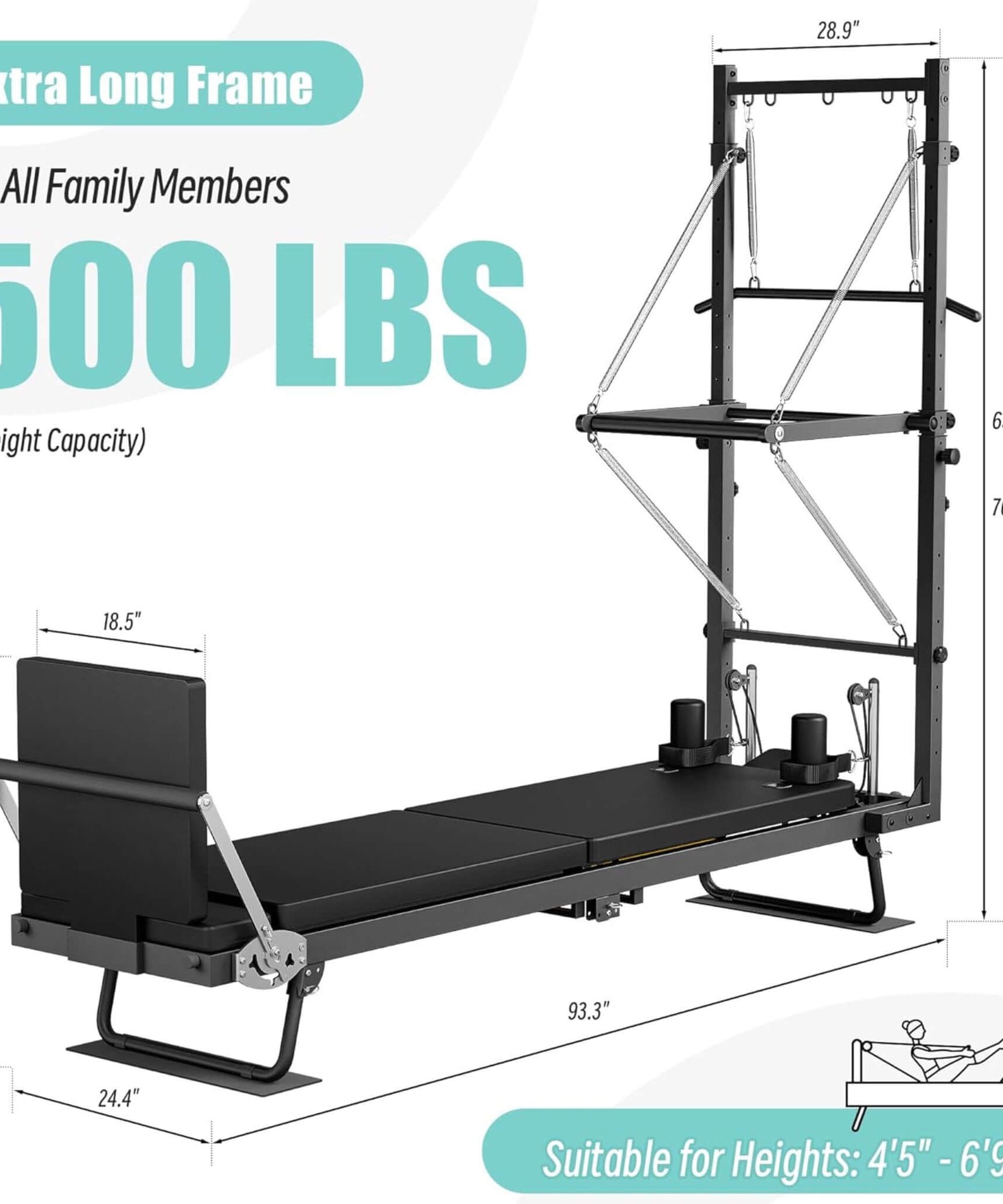 Core Pilates Foldable Dual Resistance Pilates Reformer Machine With Tower (SAK96041)