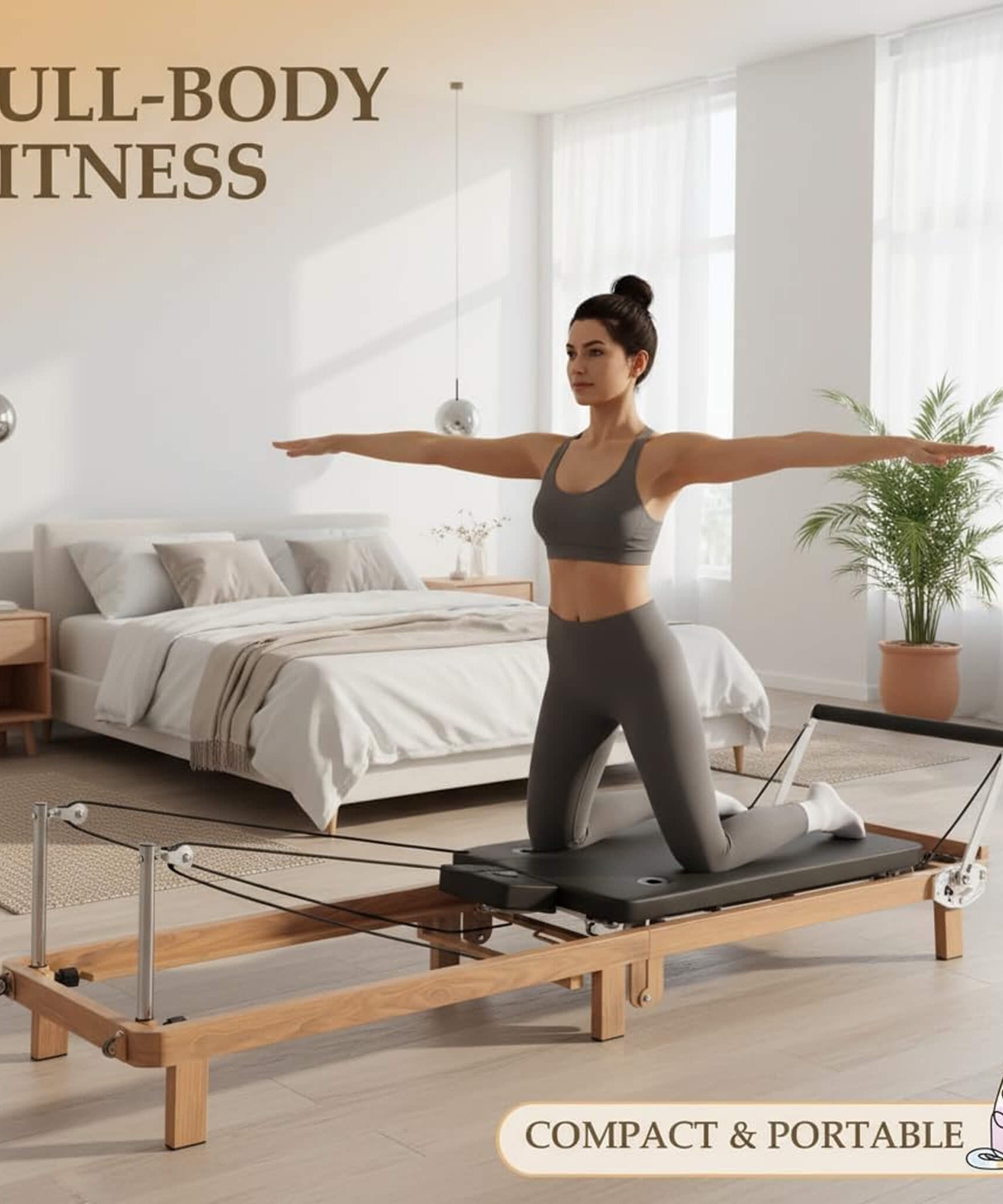 Core Pilates Apex Foldable Dual Resistance Pilates Reformer With Jumpboard (SAK83914)