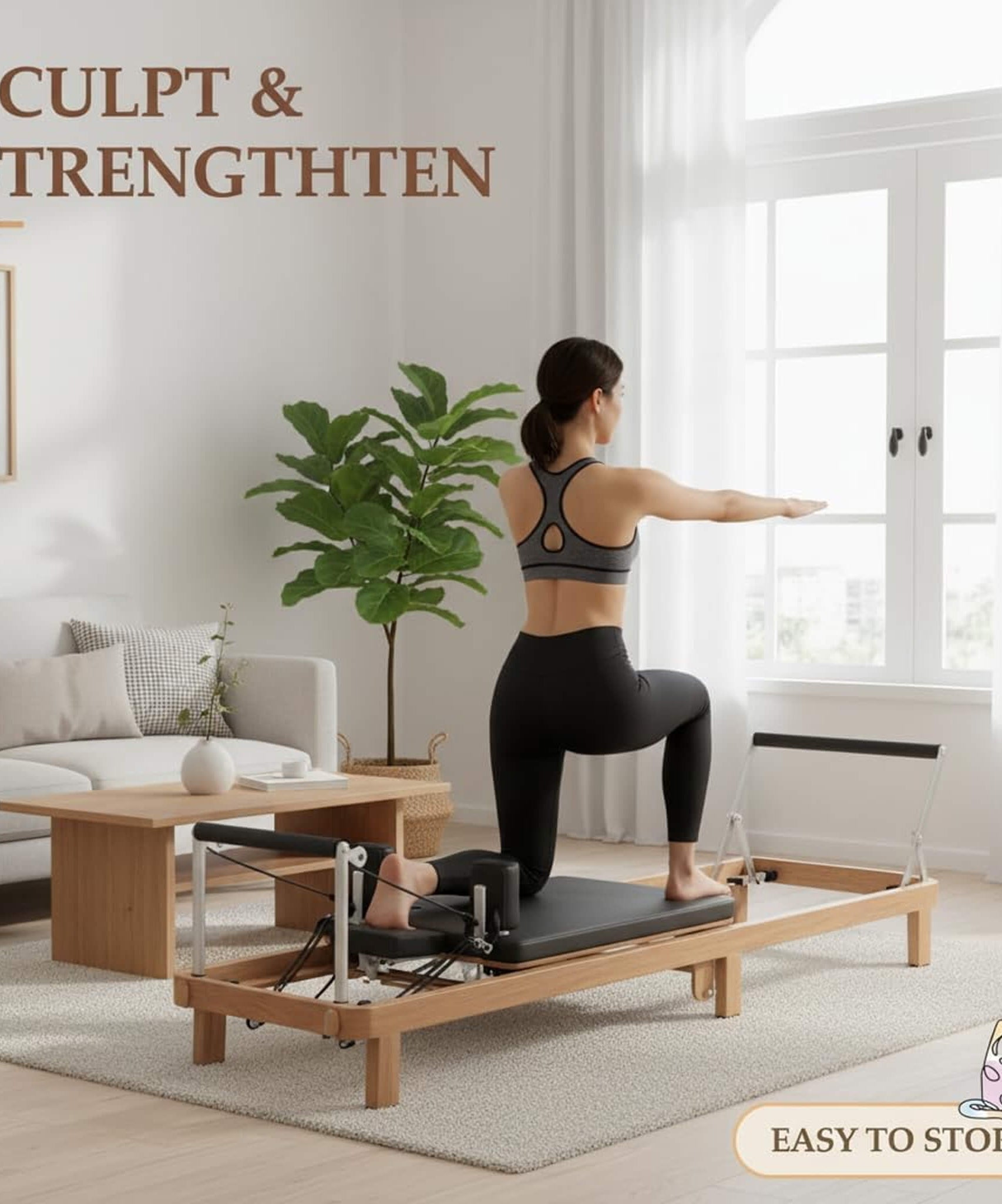 Core Pilates Apex Foldable Dual Resistance Pilates Reformer With Jumpboard (SAK83914)