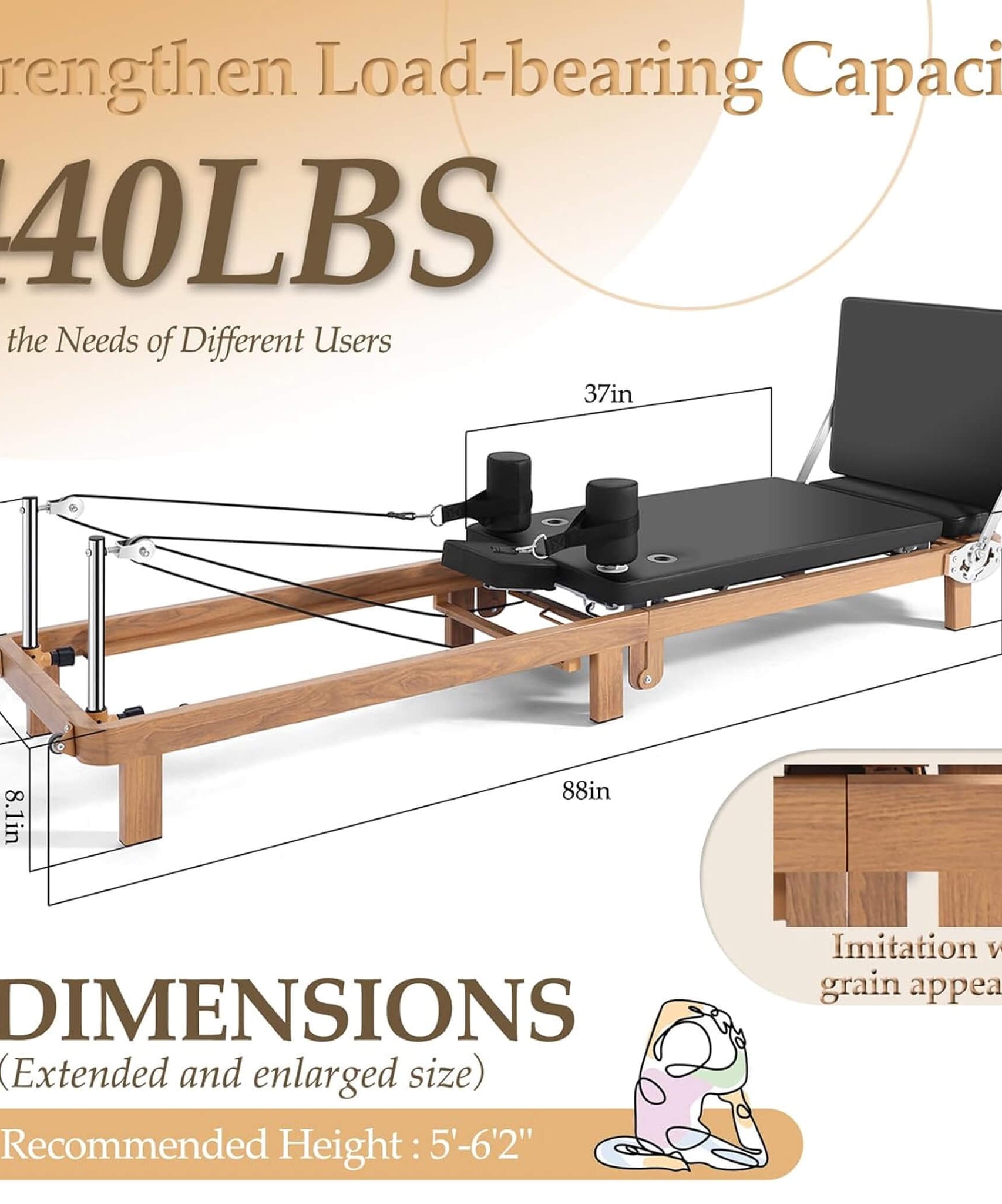 Core Pilates Apex Foldable Dual Resistance Pilates Reformer With Jumpboard (SAK83914)
