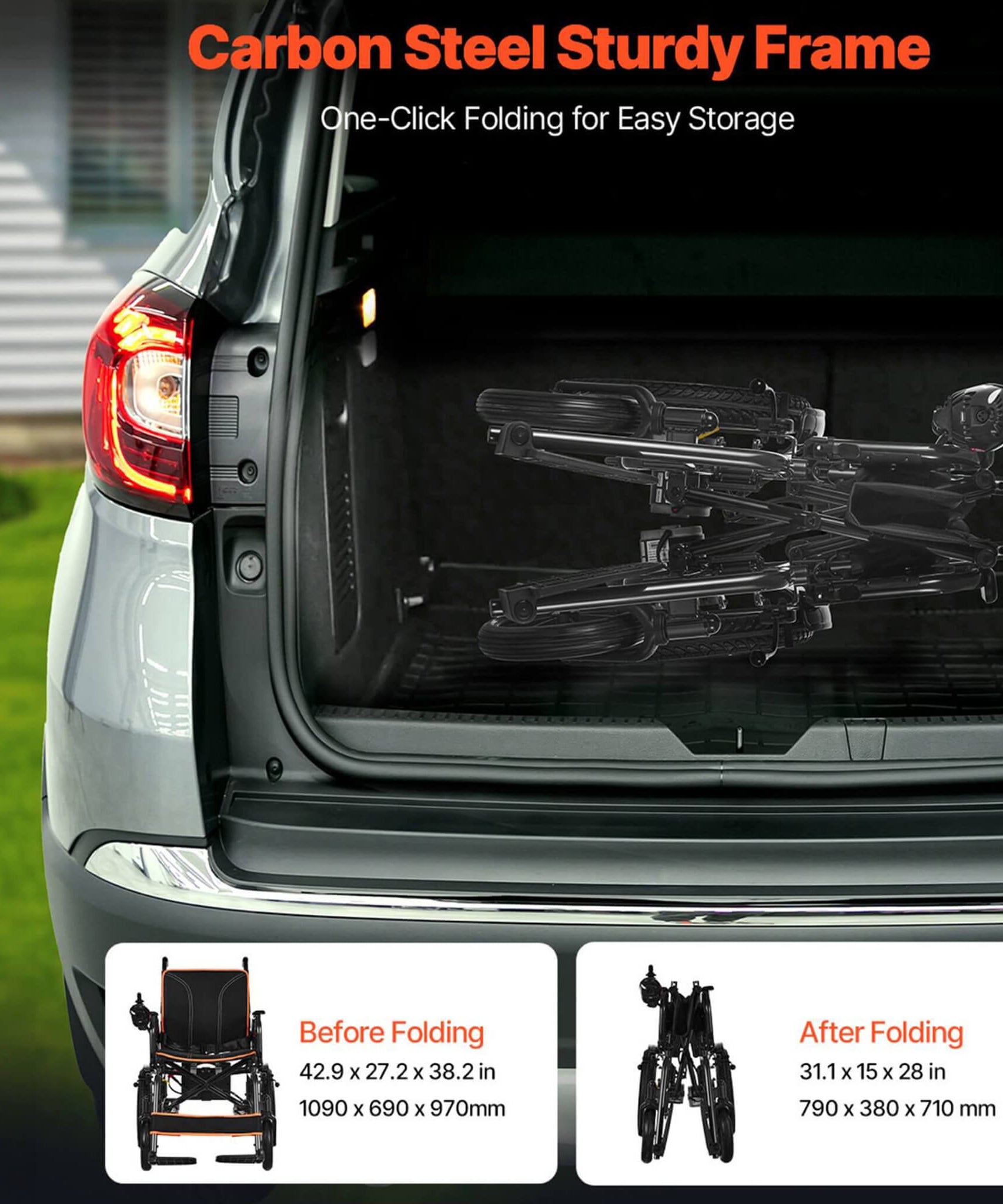 Motivo Foldable Lightweight Electric Wheelchair With One-Button Folding And One-Hand Operation (SAK48215)
