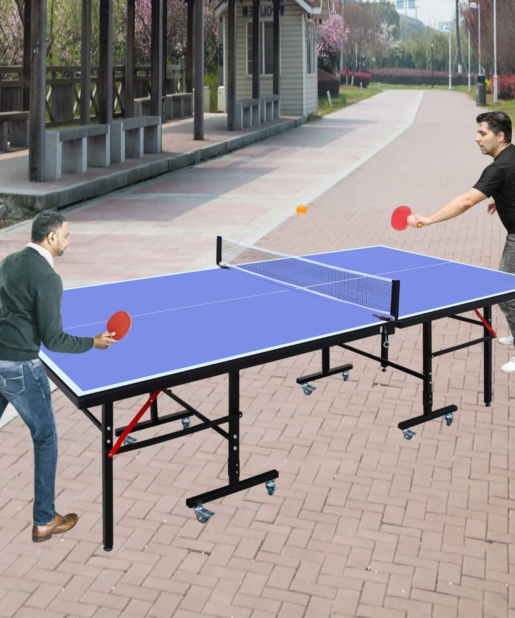 8FT Foldable Midsize Table Tennis Table Set With Paddles, Balls, And Net (SAK14735)