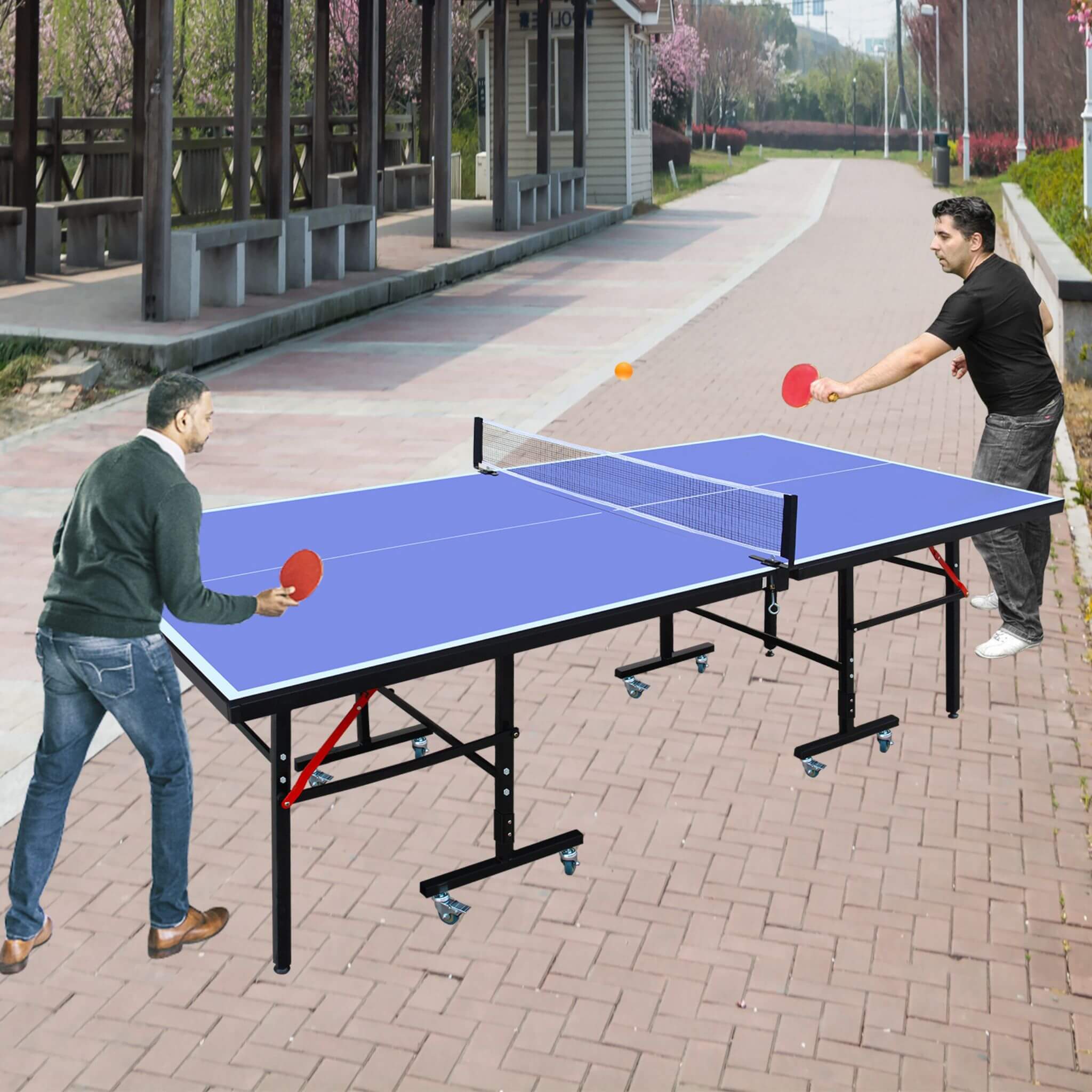 8FT Foldable Midsize Table Tennis Table Set With Paddles, Balls, And Net (SAK14735)