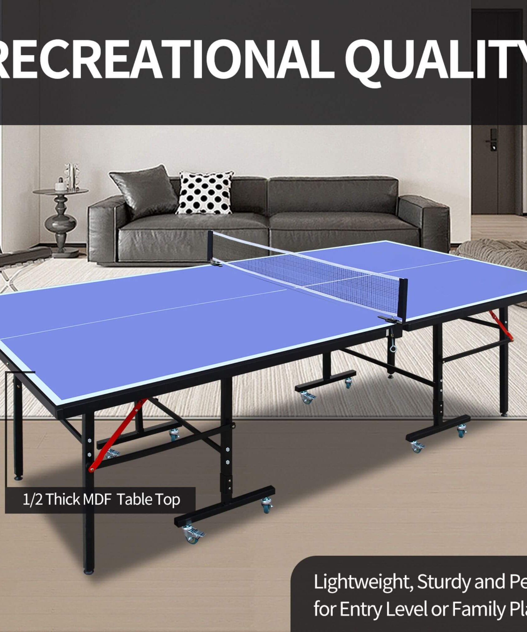 8FT Foldable Midsize Table Tennis Table Set With Paddles, Balls, And Net (SAK14735)
