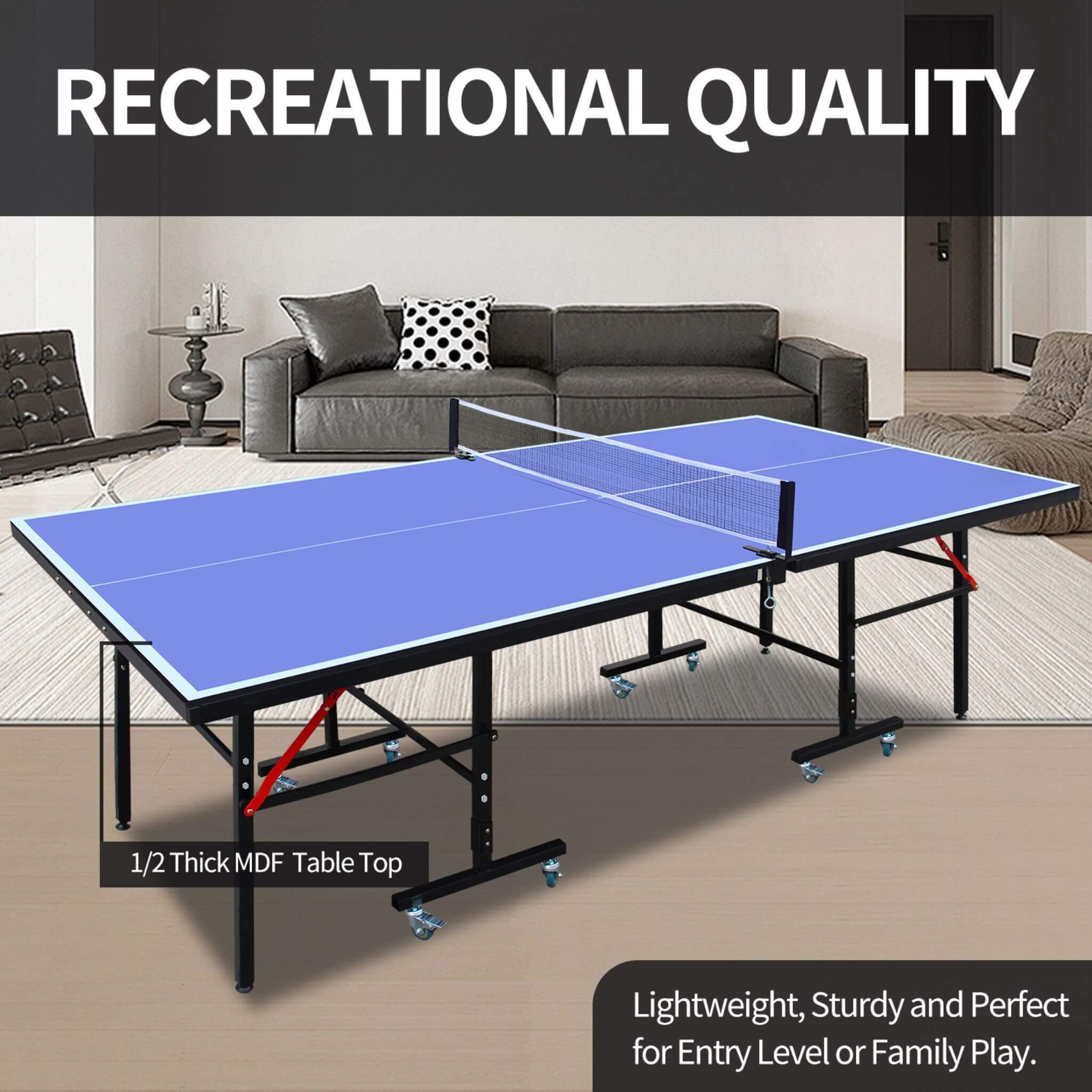8FT Foldable Midsize Table Tennis Table Set With Paddles, Balls, And Net (SAK14735)