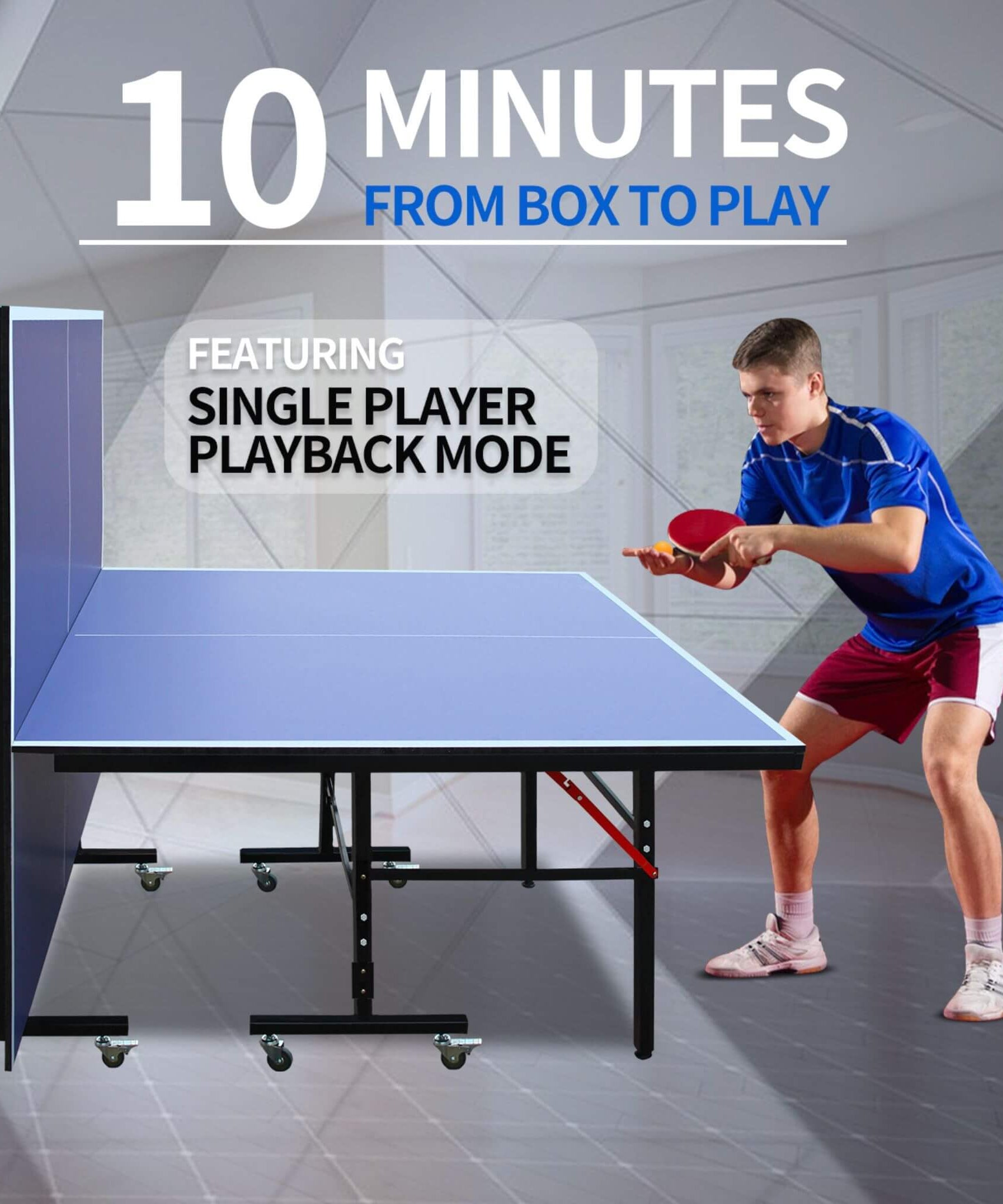 8FT Foldable Midsize Table Tennis Table Set With Paddles, Balls, And Net (SAK14735)