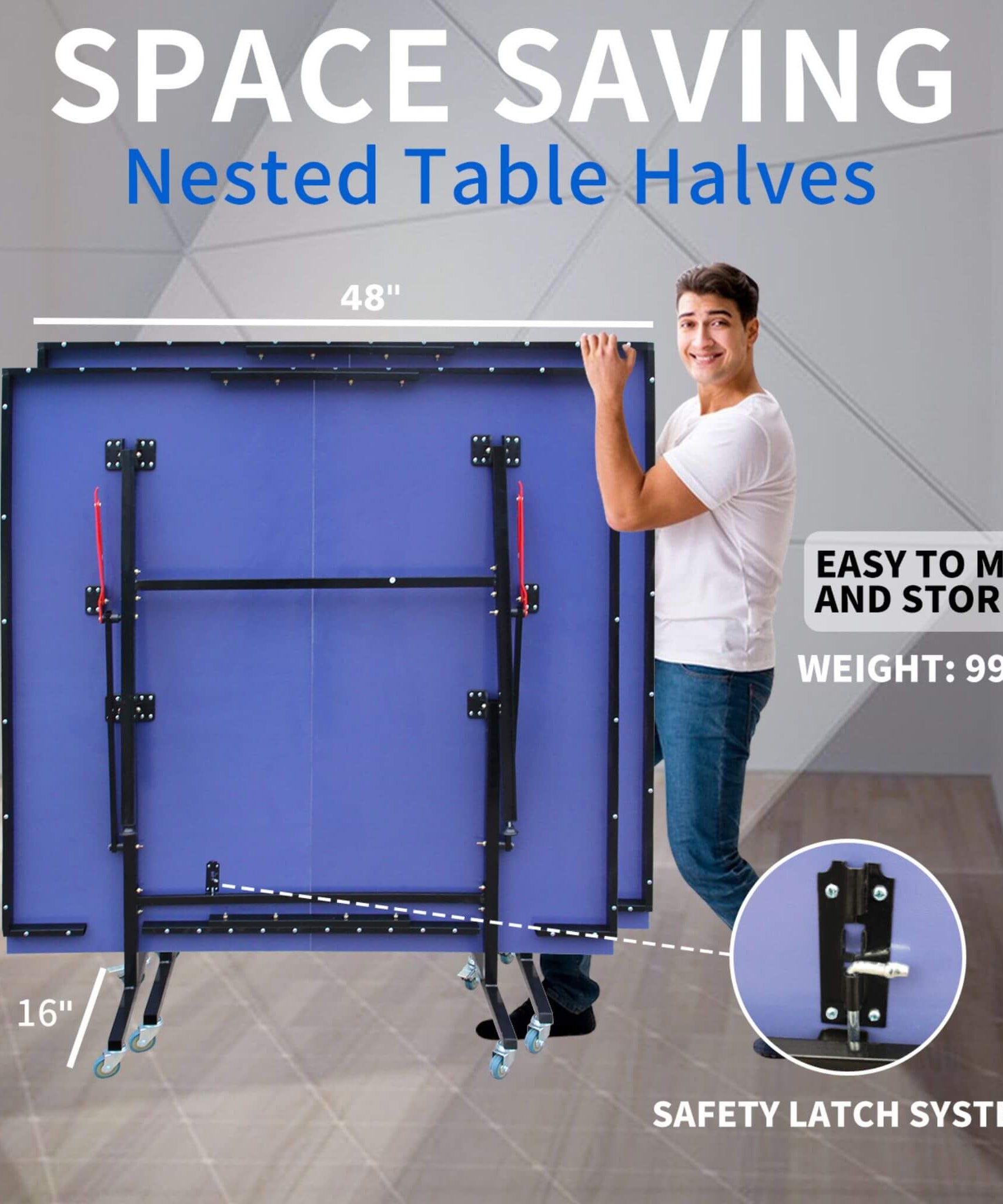 8FT Foldable Midsize Table Tennis Table Set With Paddles, Balls, And Net (SAK14735)