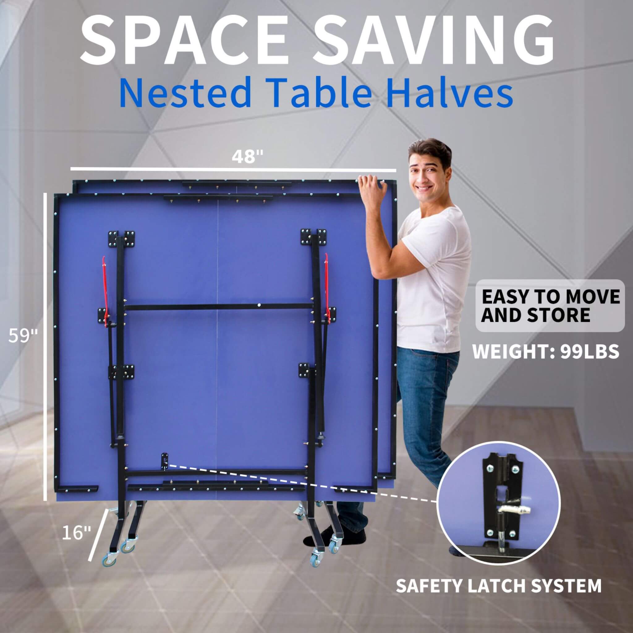 8FT Foldable Midsize Table Tennis Table Set With Paddles, Balls, And Net (SAK14735)
