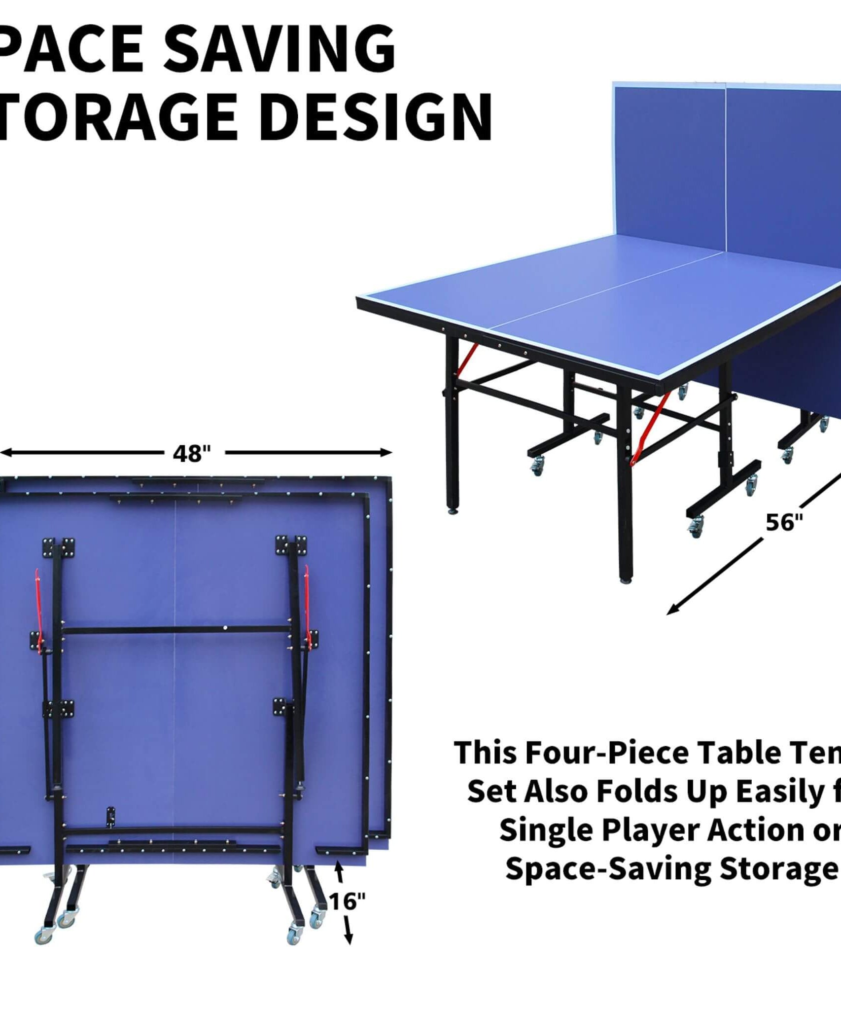 8FT Foldable Midsize Table Tennis Table Set With Paddles, Balls, And Net (SAK14735)