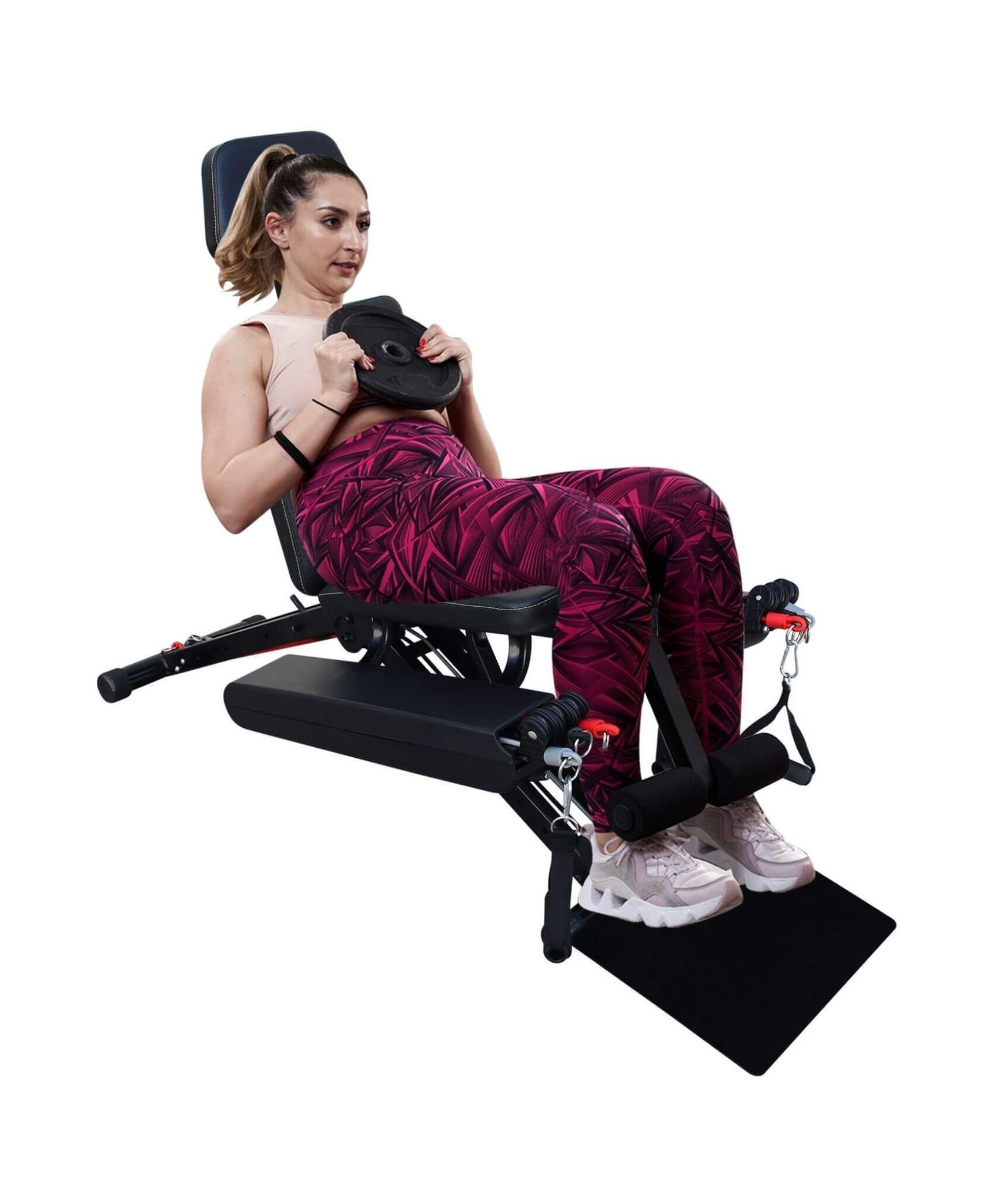 Rovix Foldable Multi-Functional Weight Bench For Full-Body Workouts With Resistance Bands, Footrest, And Leg Extender (SAK73642)