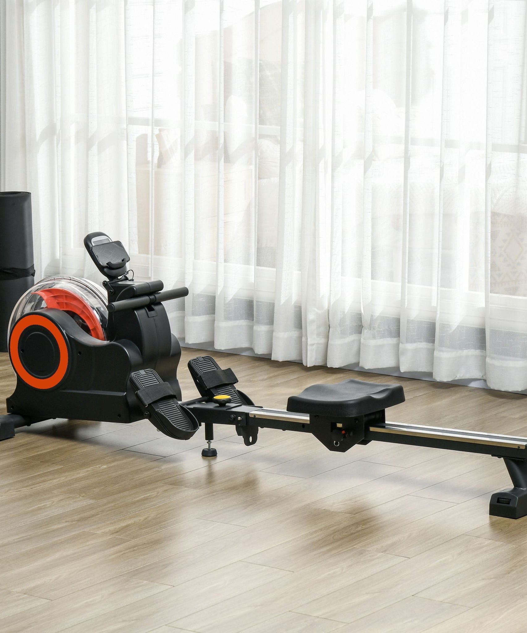 Rovix Foldable Water Rowing Machine With Adjustable Resistance, Wheels, LCD Monitor And Tablet Holder (SAK53758)