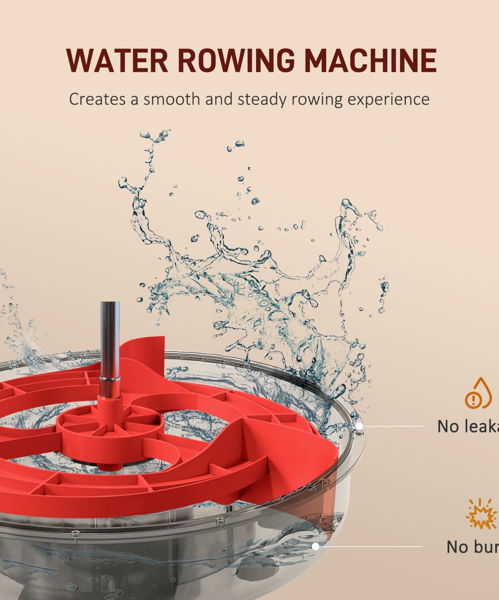 Rovix Foldable Water Rowing Machine With Adjustable Resistance, Wheels, LCD Monitor And Tablet Holder (SAK53758)