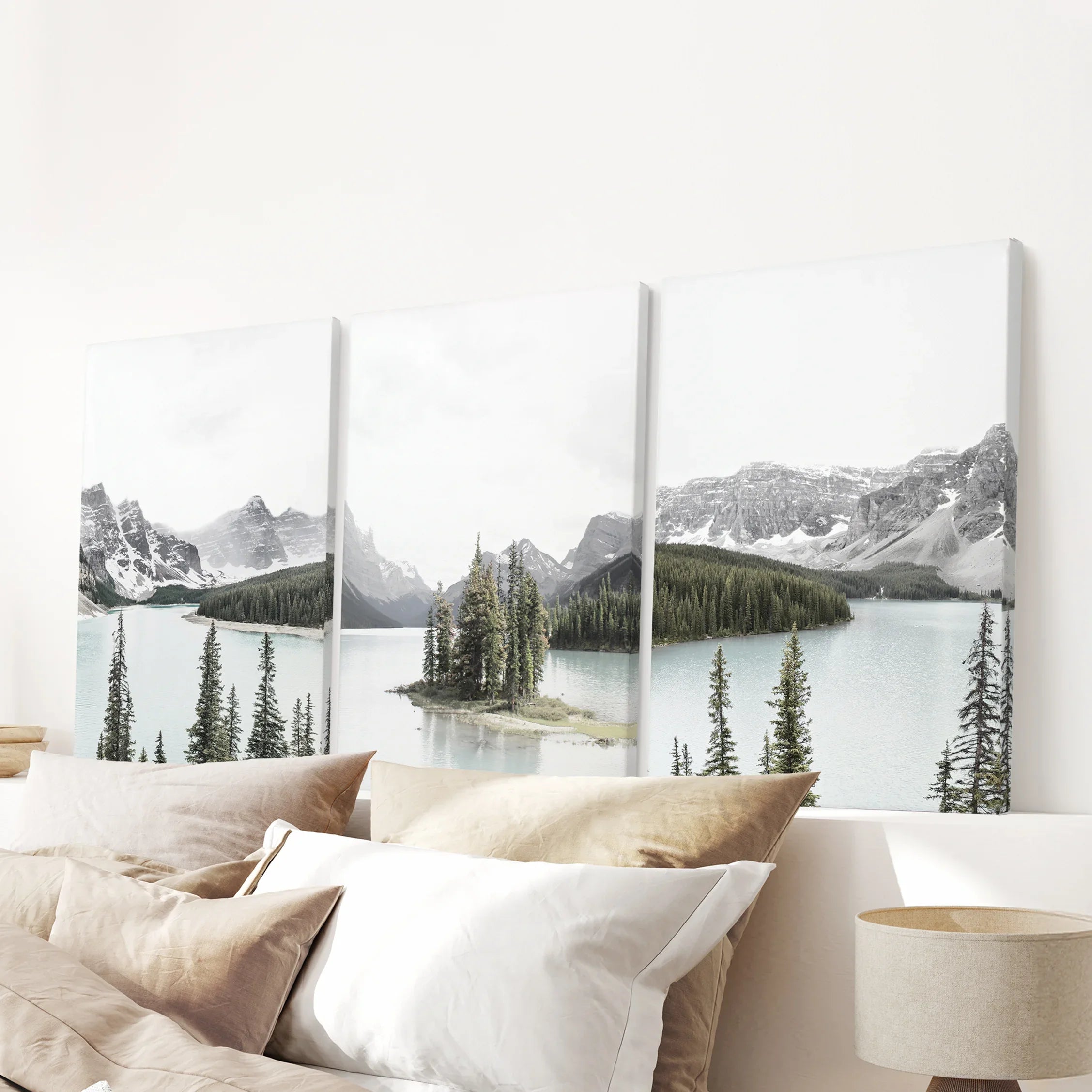 Canada Mountain Lake Poster. 3 Piece Nature Wall Art