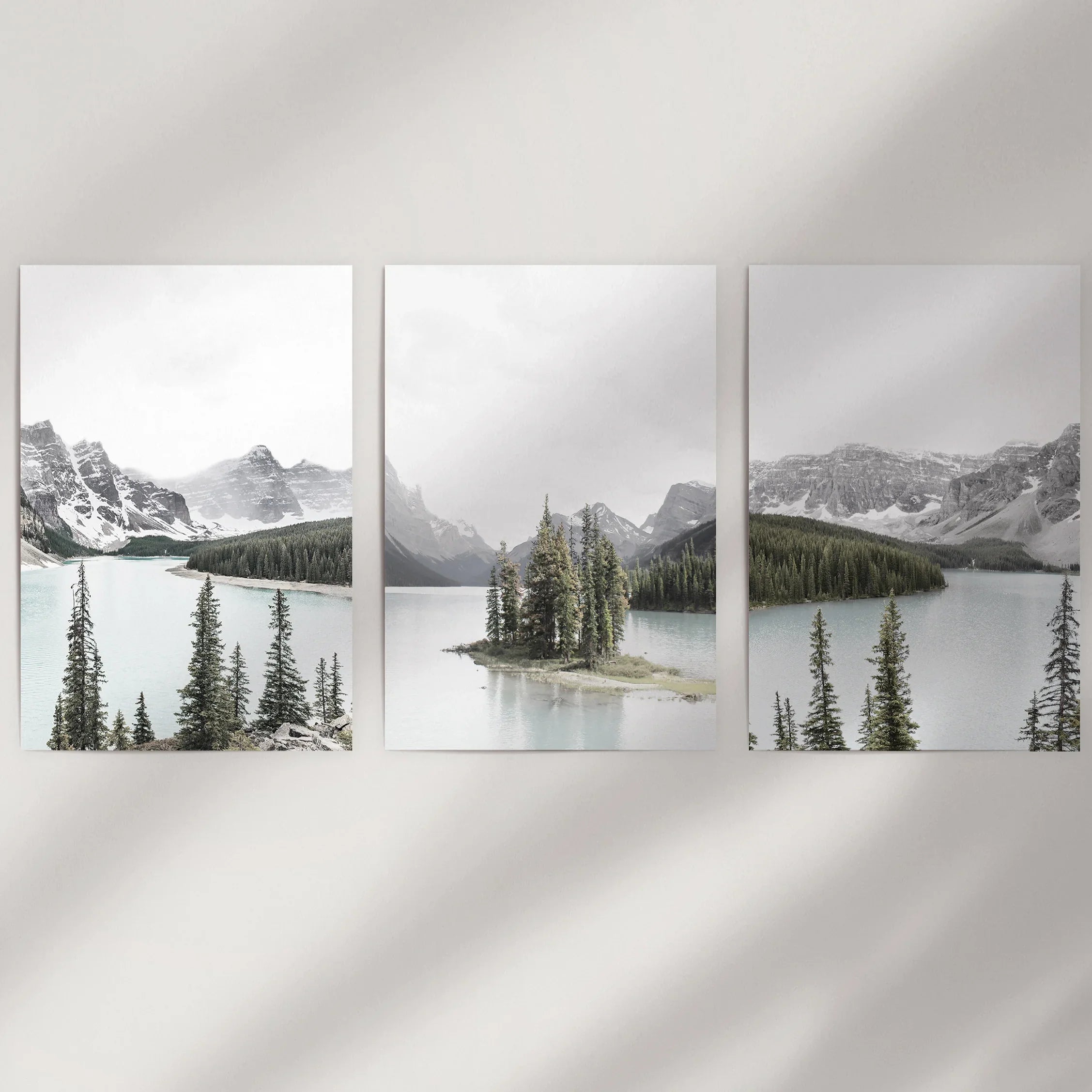 Canada Mountain Lake Poster. 3 Piece Nature Wall Art