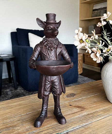 Fuchs aufrecht Bronzeschale | Dapper Critters Kollektion