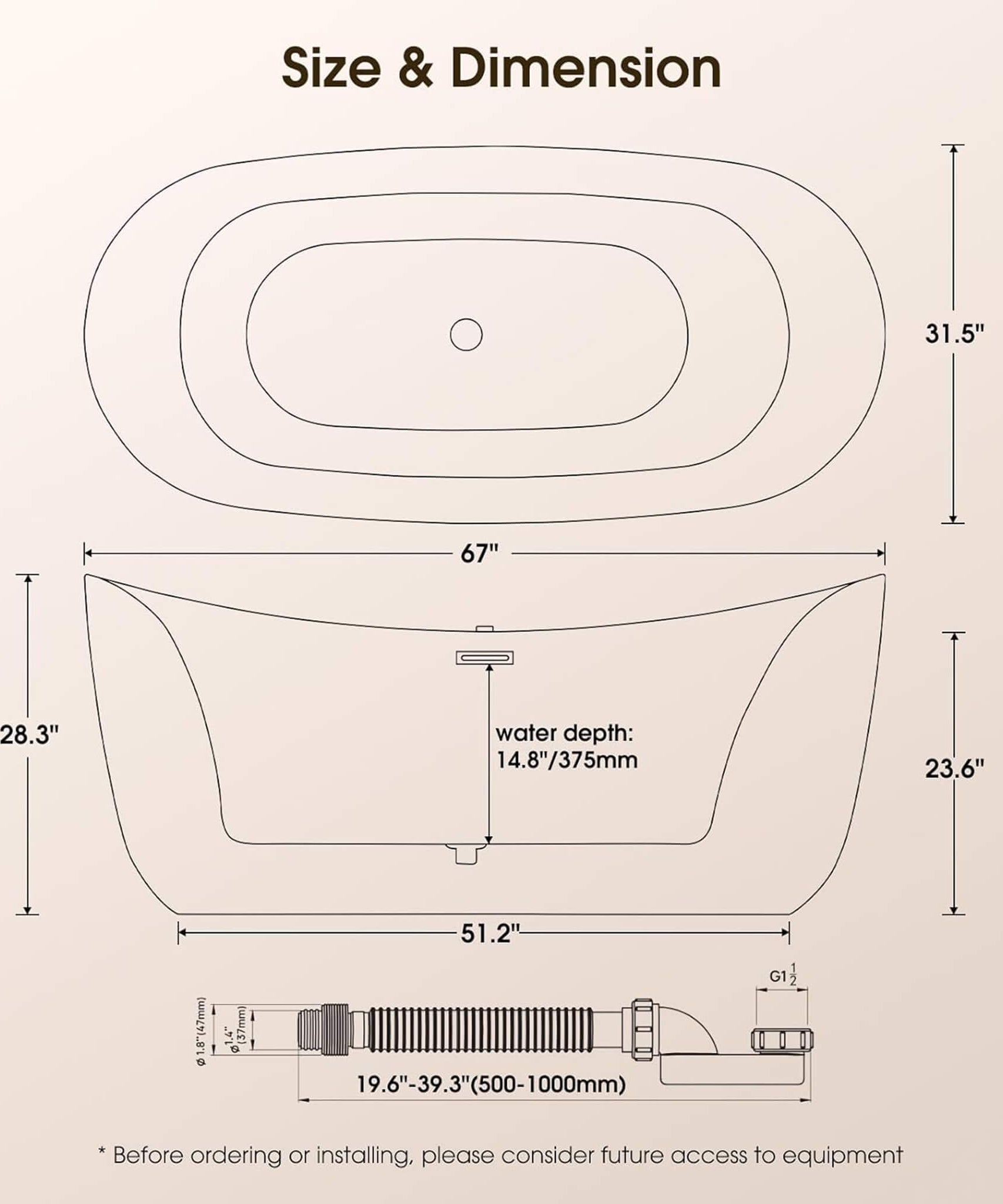 Nuvia Verano Freestanding Whirlpool Air Bubble LED Massage Bathtub (SAK47639)