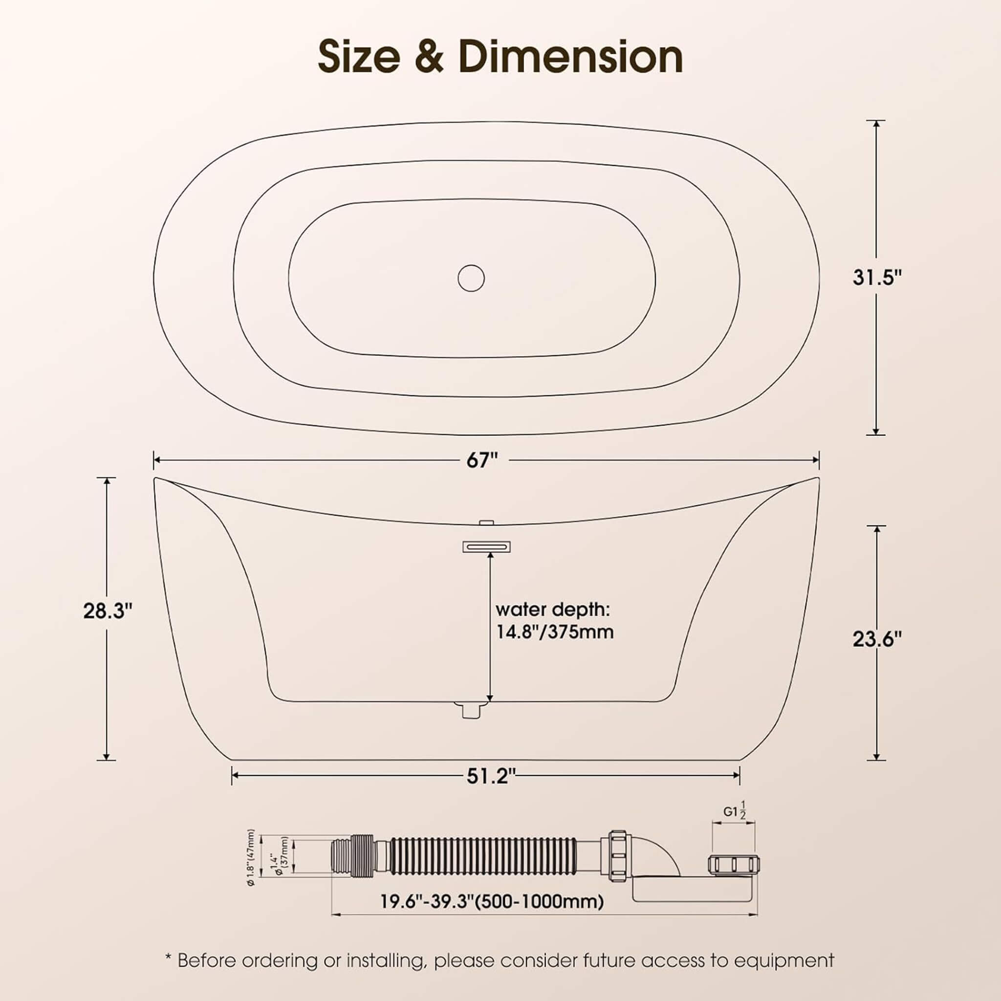 Nuvia Verano Freestanding Whirlpool Air Bubble LED Massage Bathtub (SAK47639)