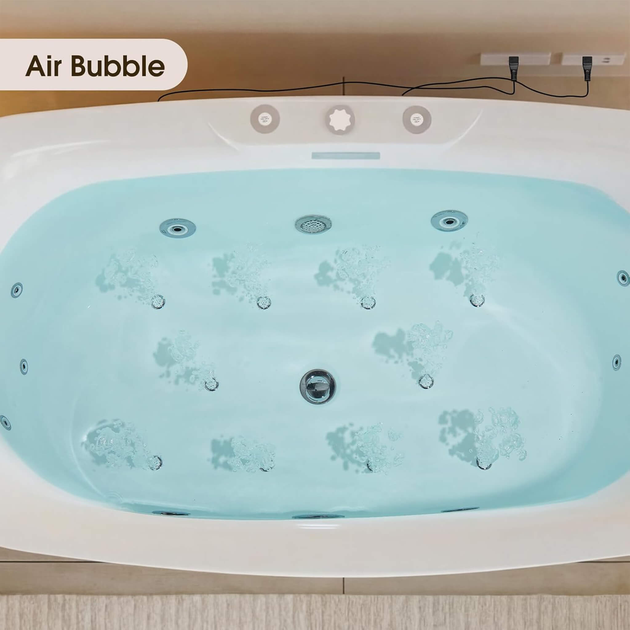 Nuvia Verano Freestanding Whirlpool Air Bubble LED Massage Bathtub (SAK47639)