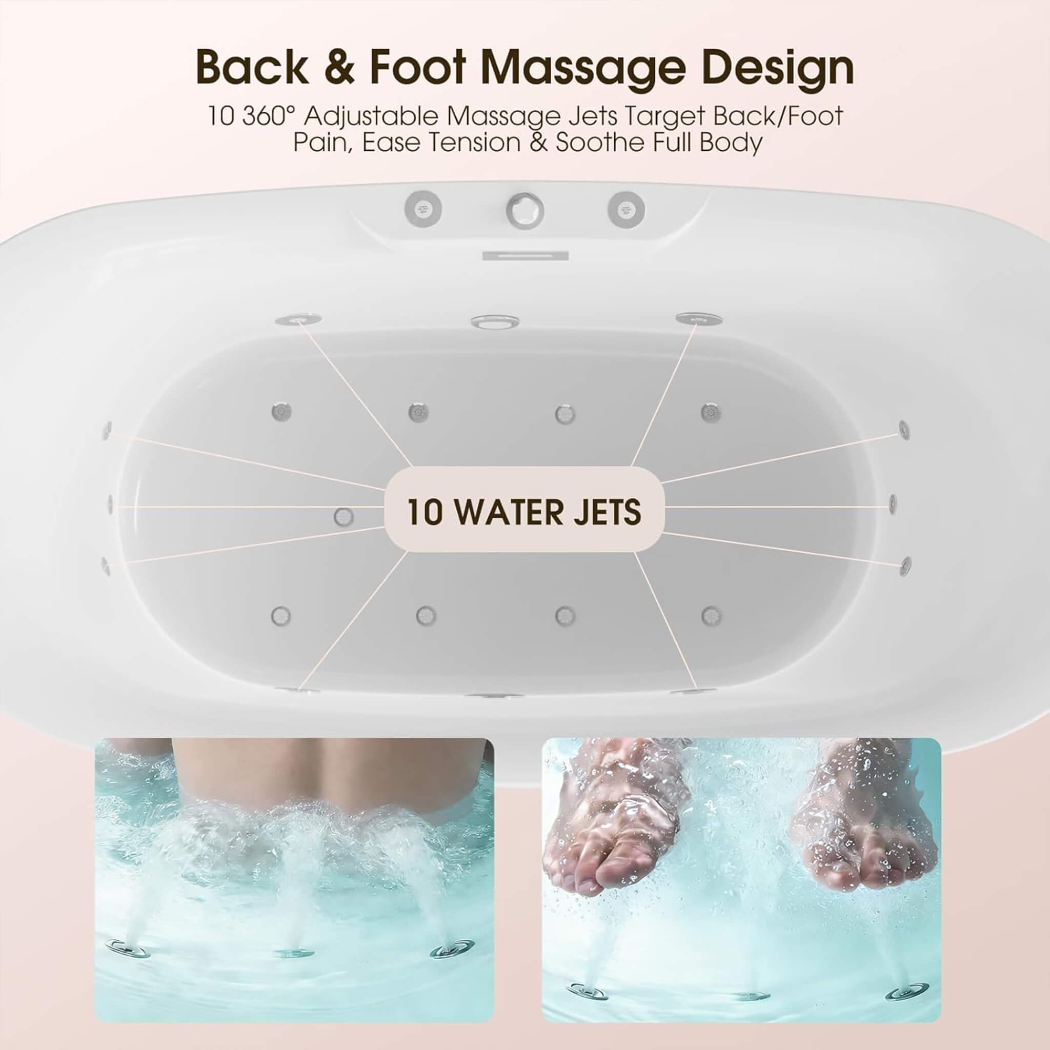 Nuvia Verano Freestanding Whirlpool Air Bubble LED Massage Bathtub (SAK47639)