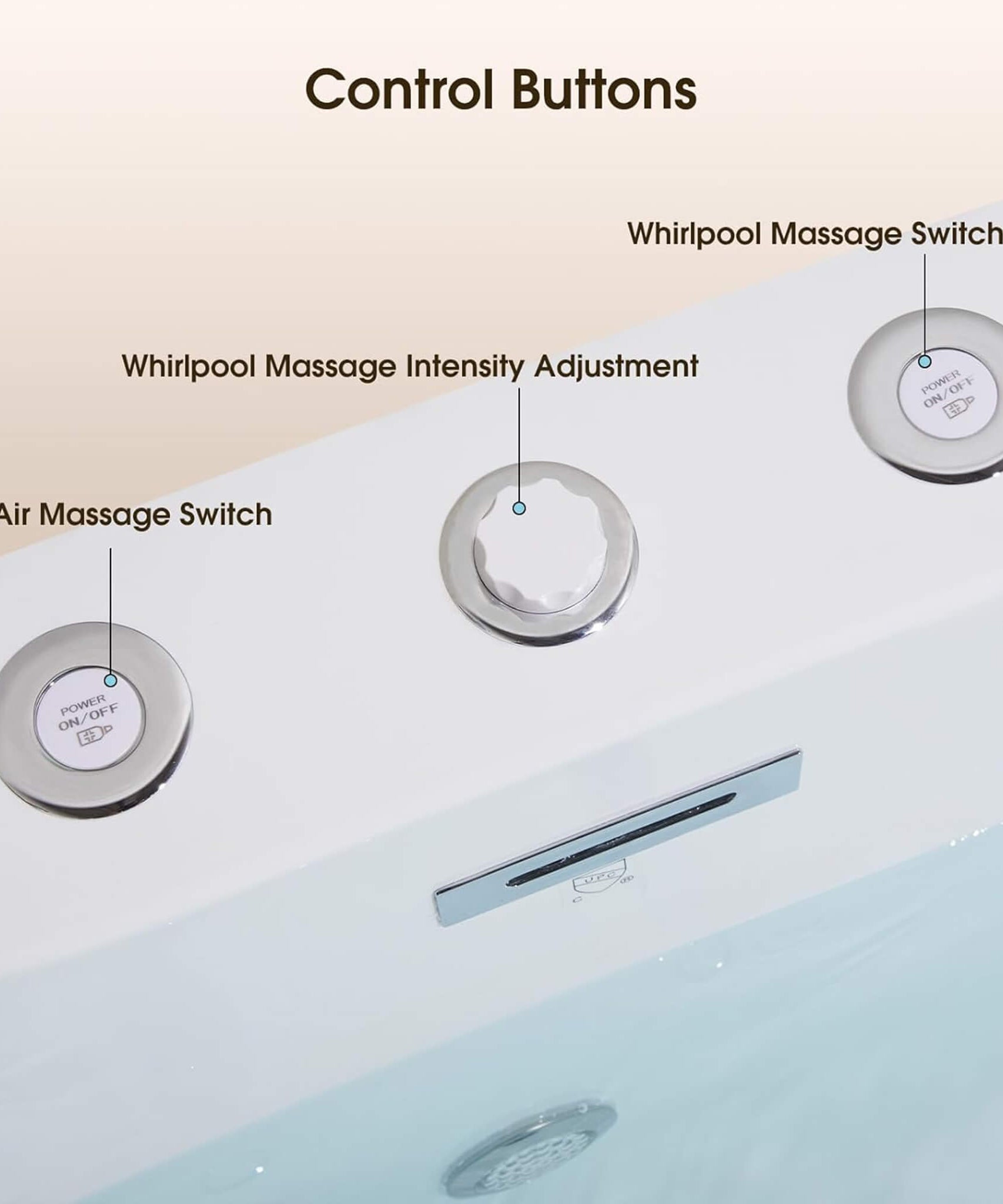 Nuvia Verano Freestanding Whirlpool Air Bubble LED Massage Bathtub (SAK47639)