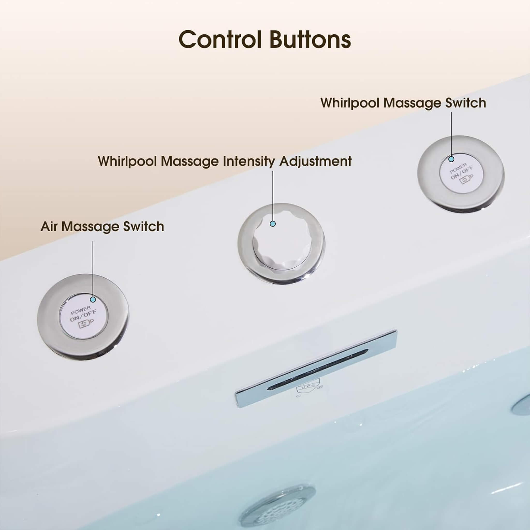 Nuvia Verano Freestanding Whirlpool Air Bubble LED Massage Bathtub (SAK47639)