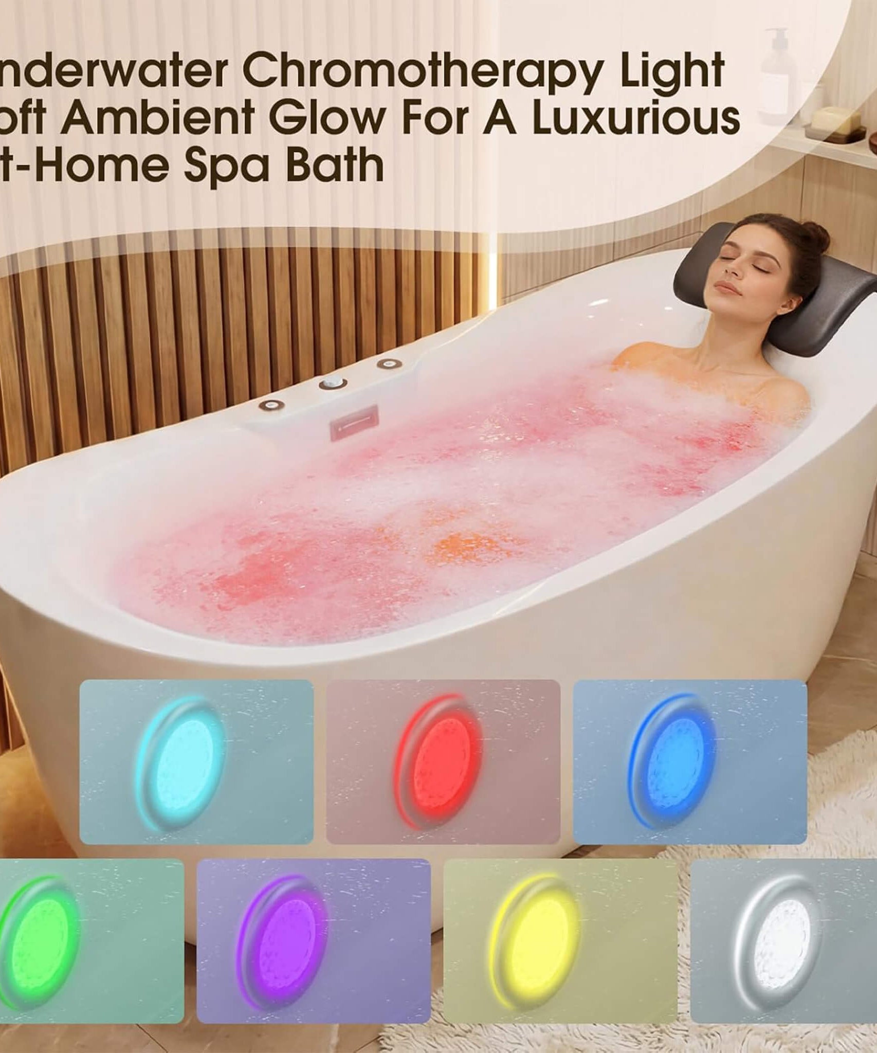 Nuvia Verano Freestanding Whirlpool Air Bubble LED Massage Bathtub (SAK47639)