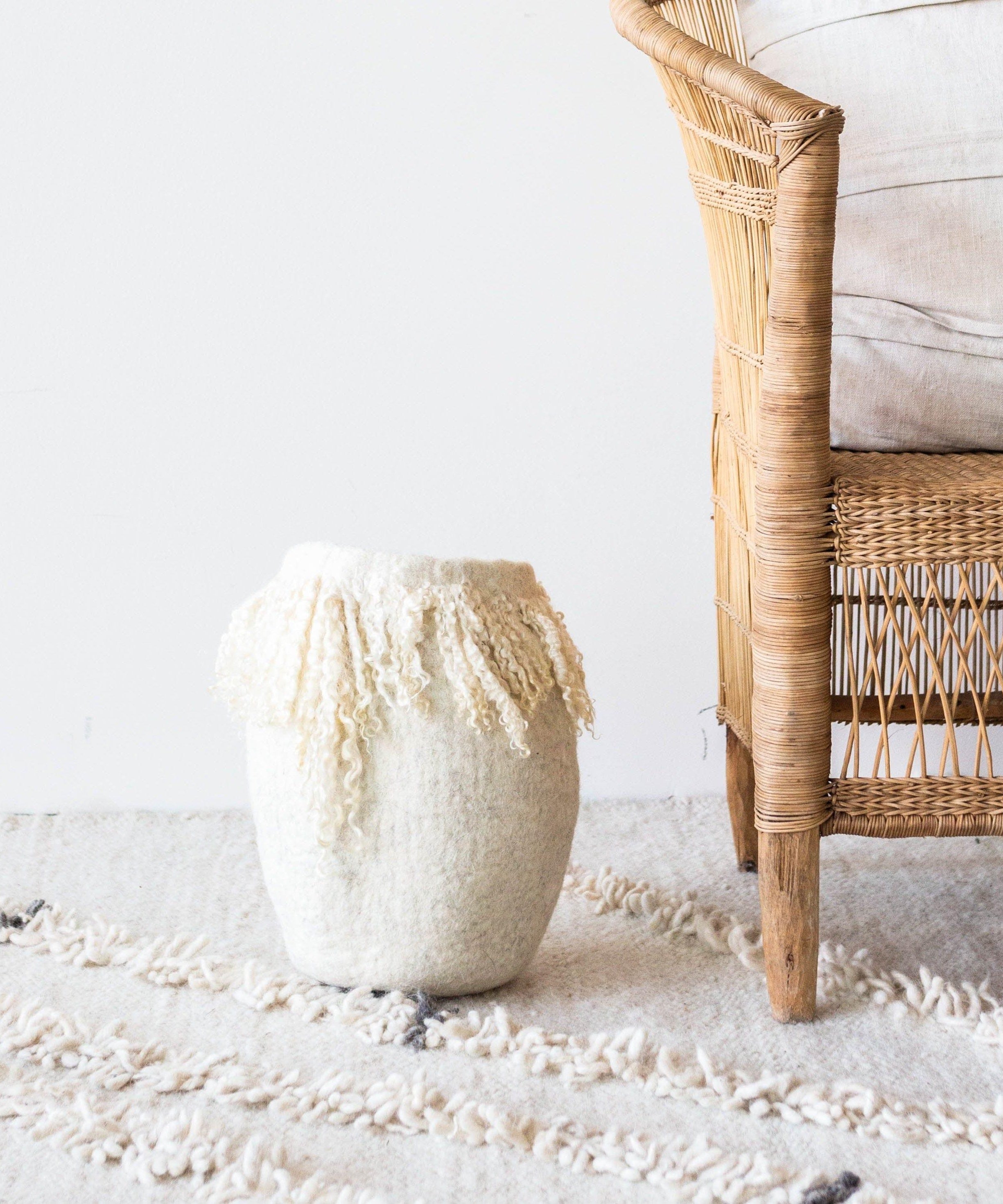 Fringed Skirt Mohair Decorative Wool Basket