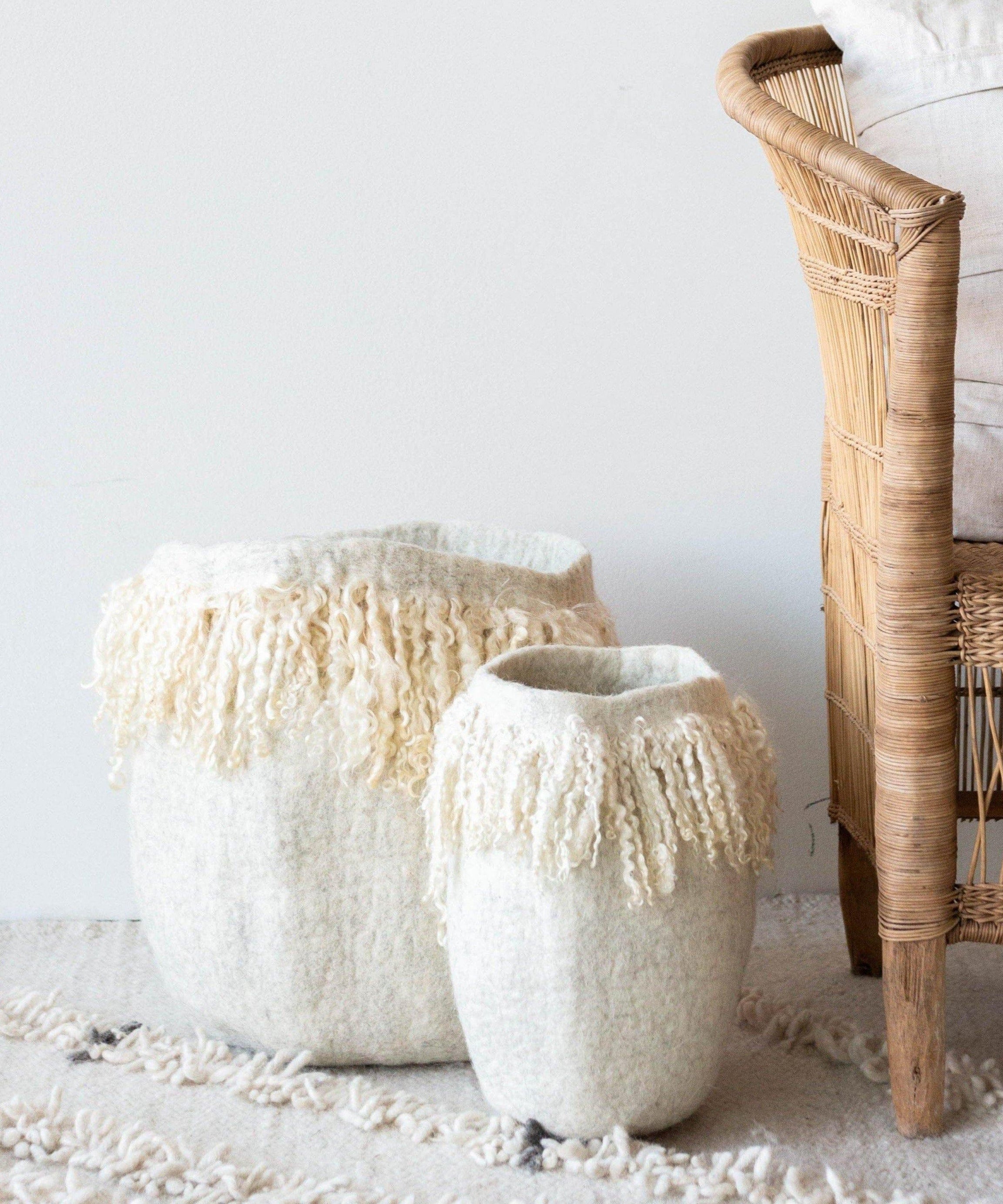 Fringed Skirt Mohair Decorative Wool Basket