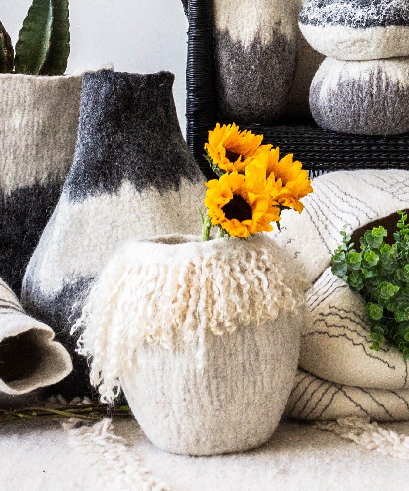 Fringed Skirt Mohair Decorative Wool Basket
