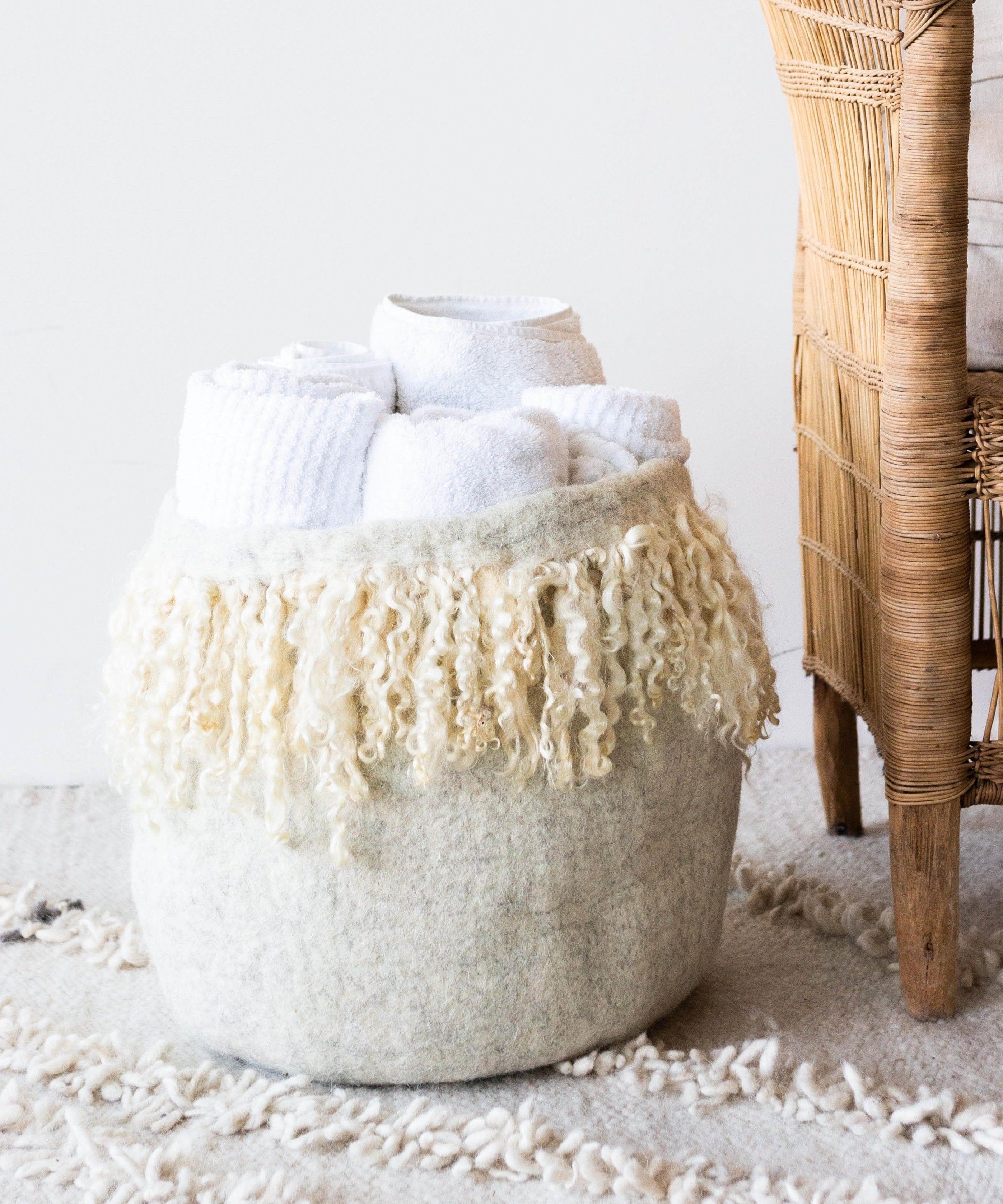 Fringed Skirt Mohair Decorative Wool Basket