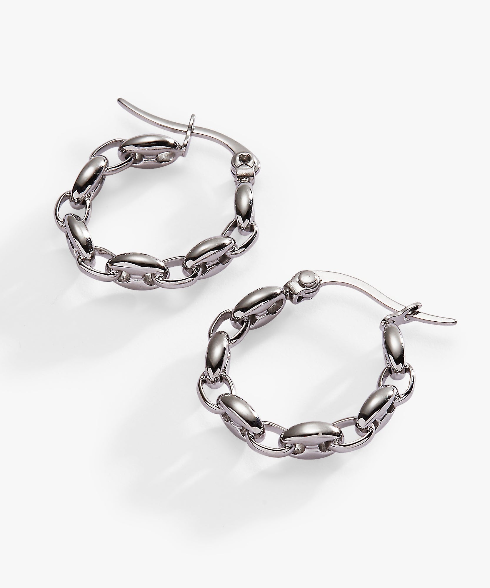Frozen Mariner Chain Hoop Earrings