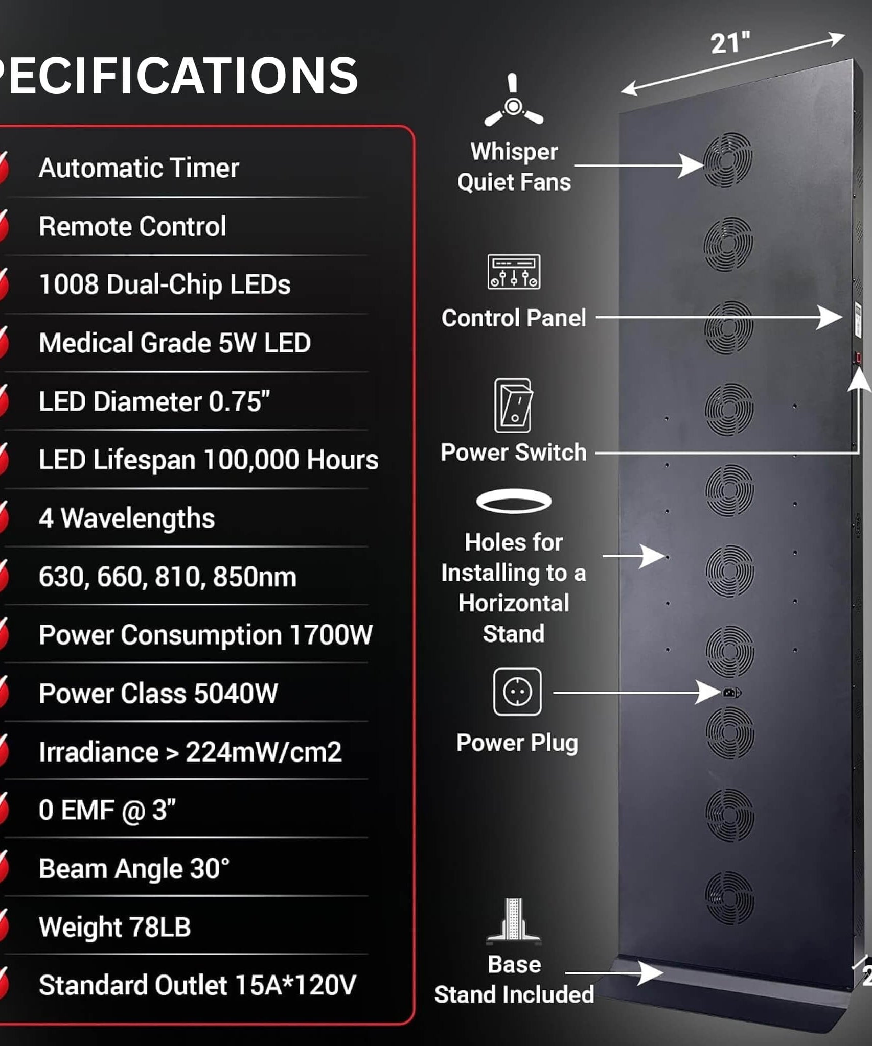 Full-Body Dual-Chip Clinical-Grade Red Light Therapy Panel (SAK63480)