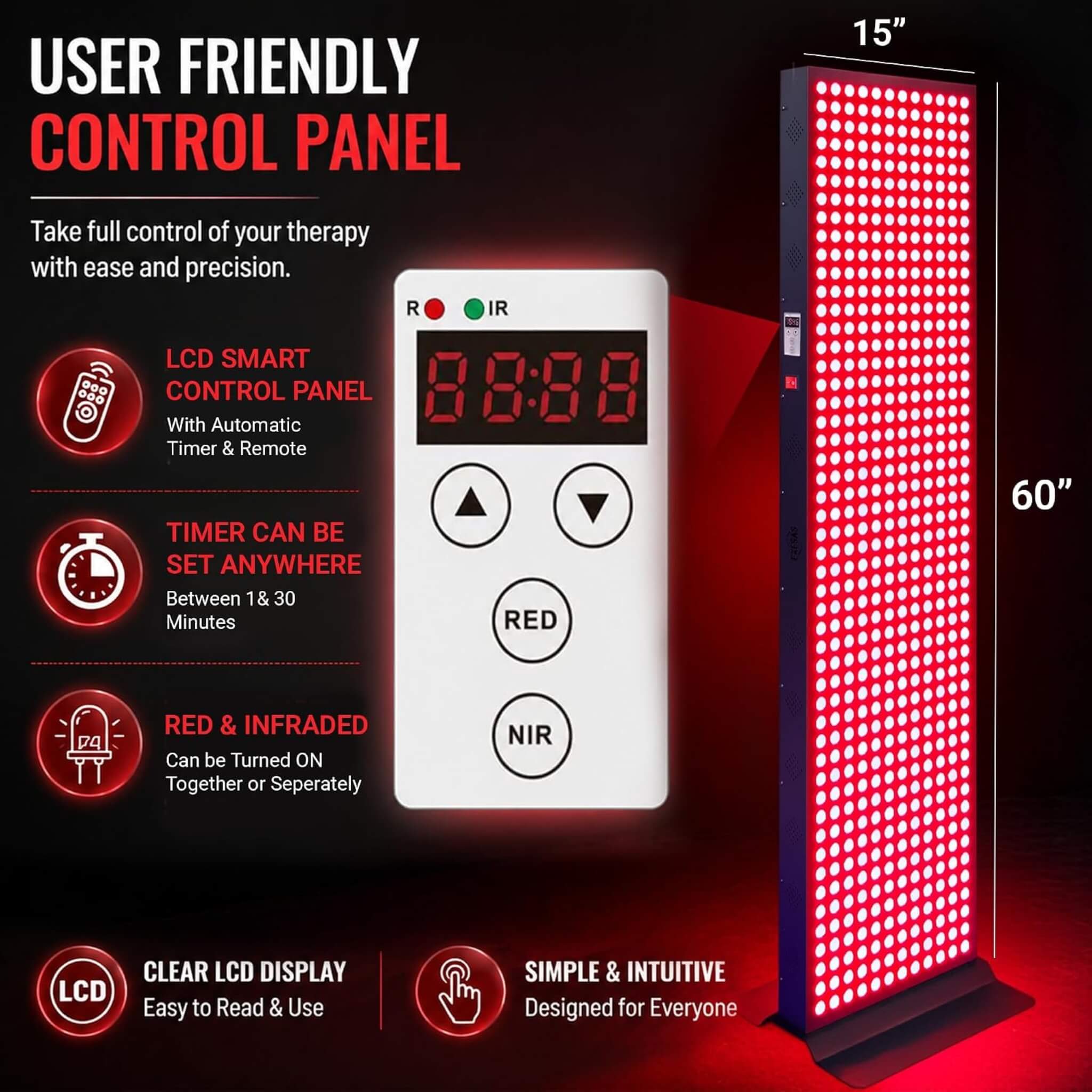 Full-Body Dual-Chip Clinical-Grade Red Light Therapy Panel (SAK63480)