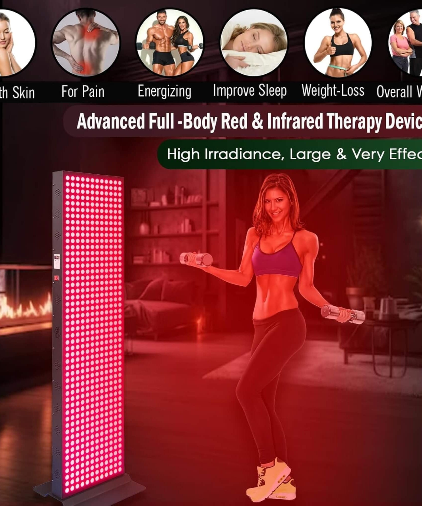 Full-Body Dual-Chip Clinical-Grade Red Light Therapy Panel (SAK63480)