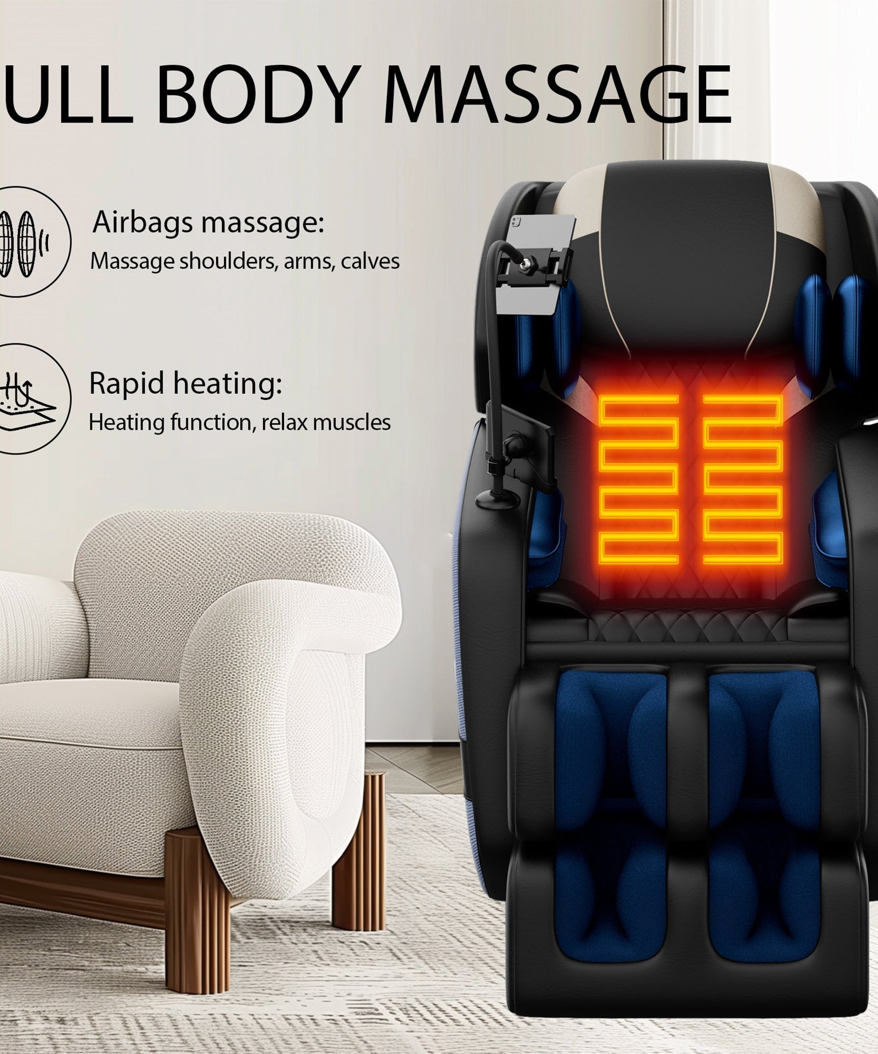 Airvana Imperium Full-Body Zero-Gravity Massage Recliner Chair With Ambient Lighting (SAK34591)