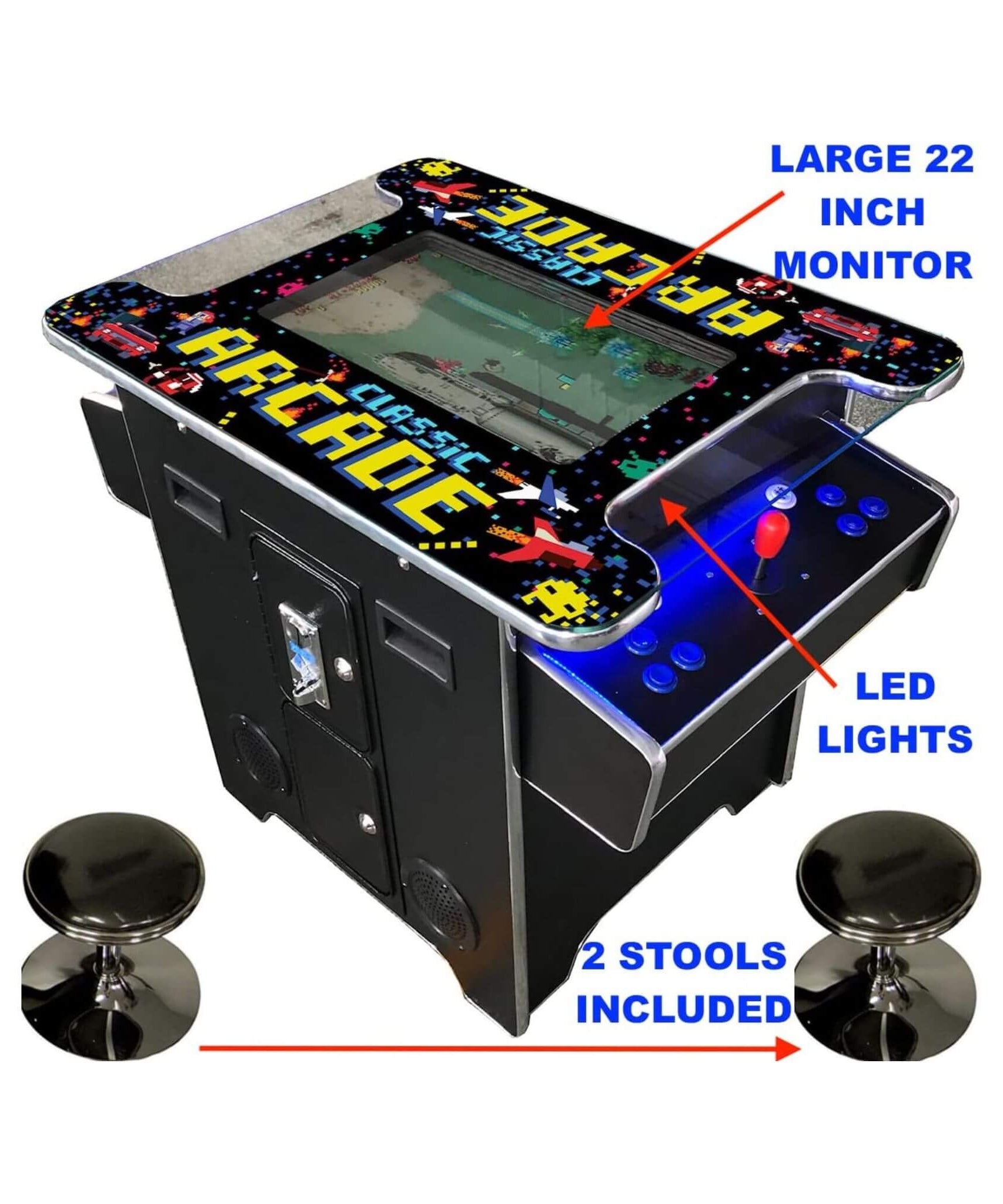 Full-Size Commercial-Grade 2-Player Retro Arcade Machine With 60 Games And Stools (SAK86197)